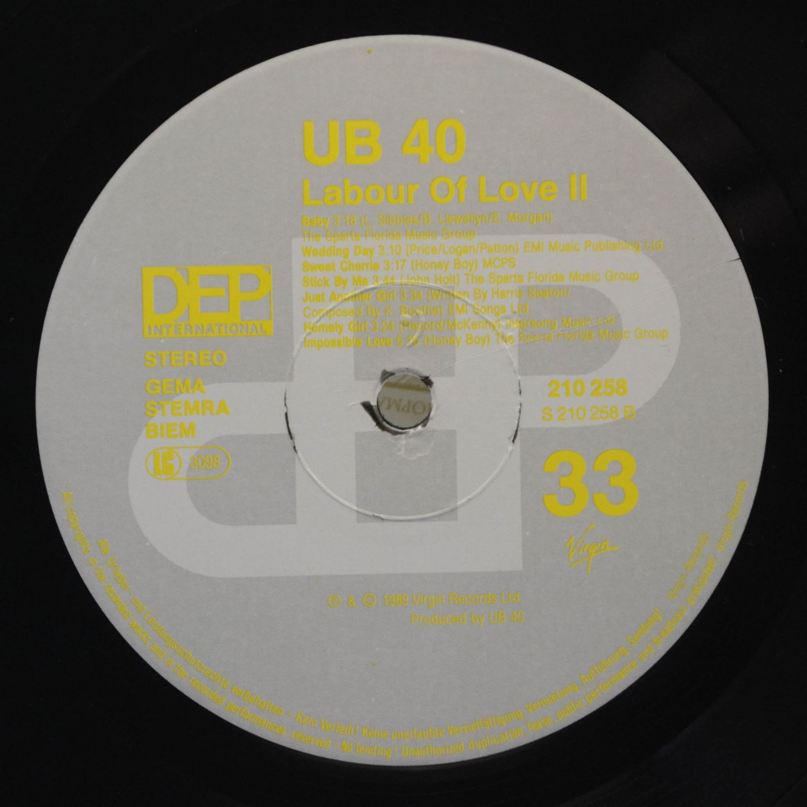 Виниловая пластинка UB40 — Labour Of Love II, 1989