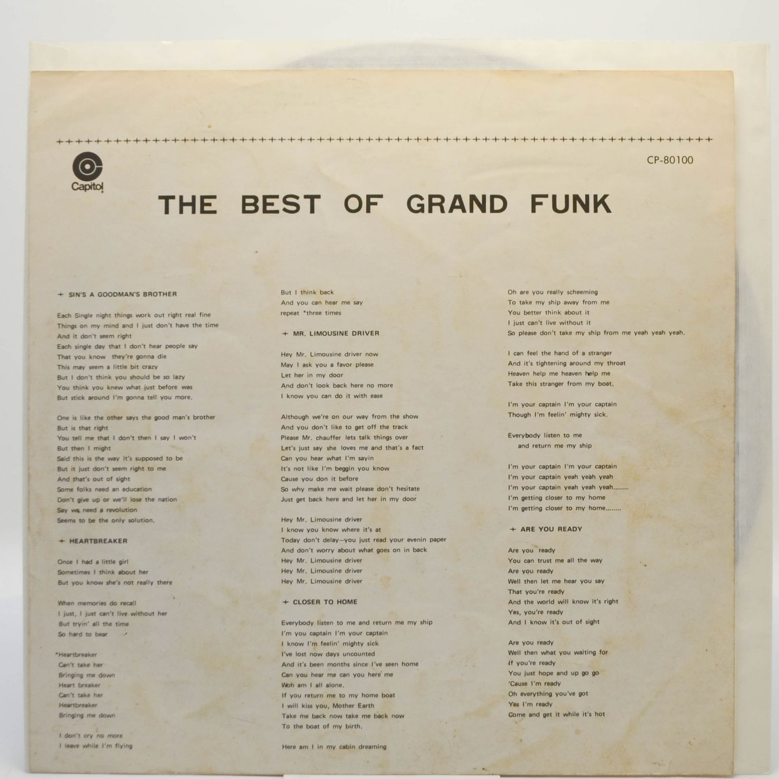 Виниловая пластинка Grand Funk — The Best Of Grand Funk, 1970