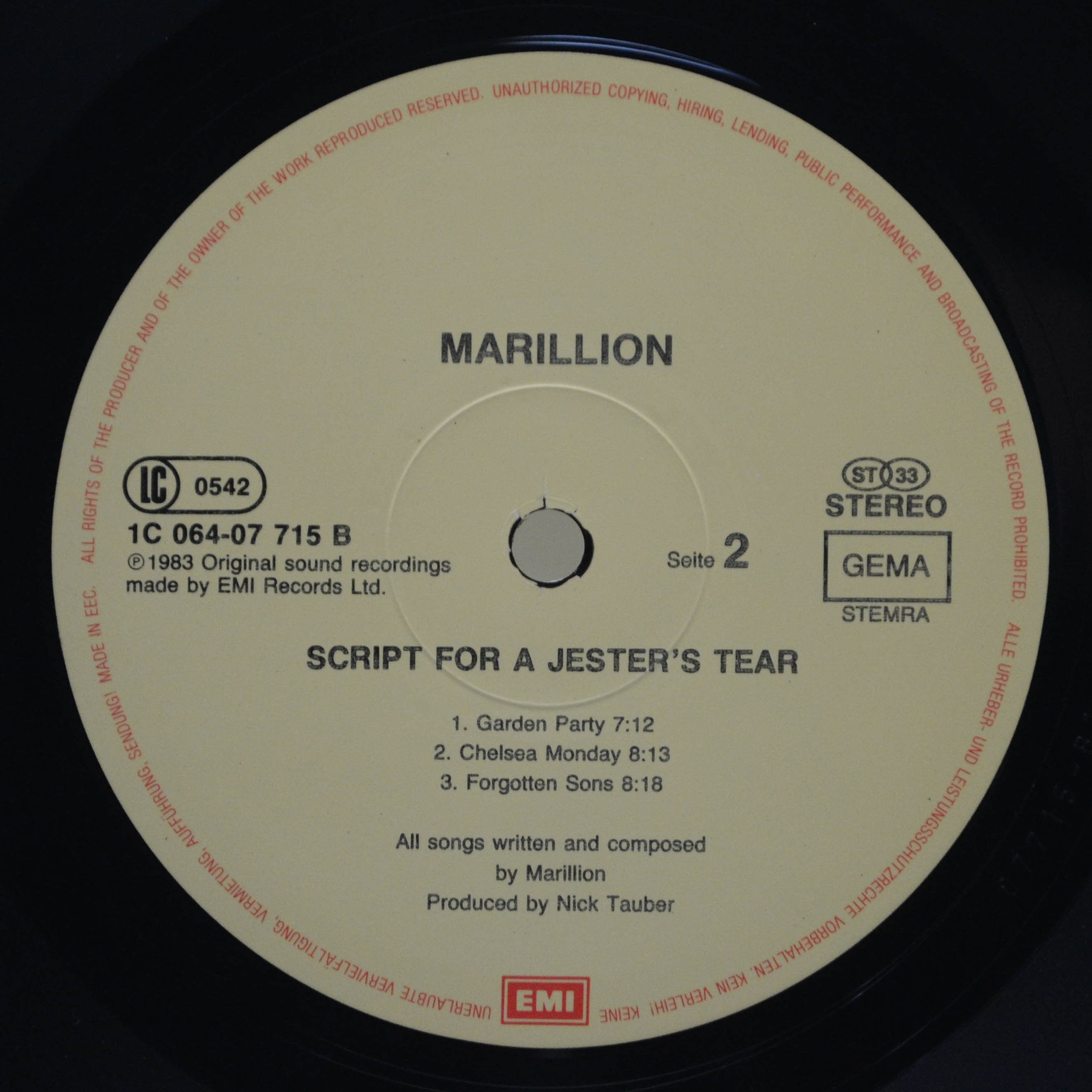 Marillion — Script For A Jester's Tear, 1983