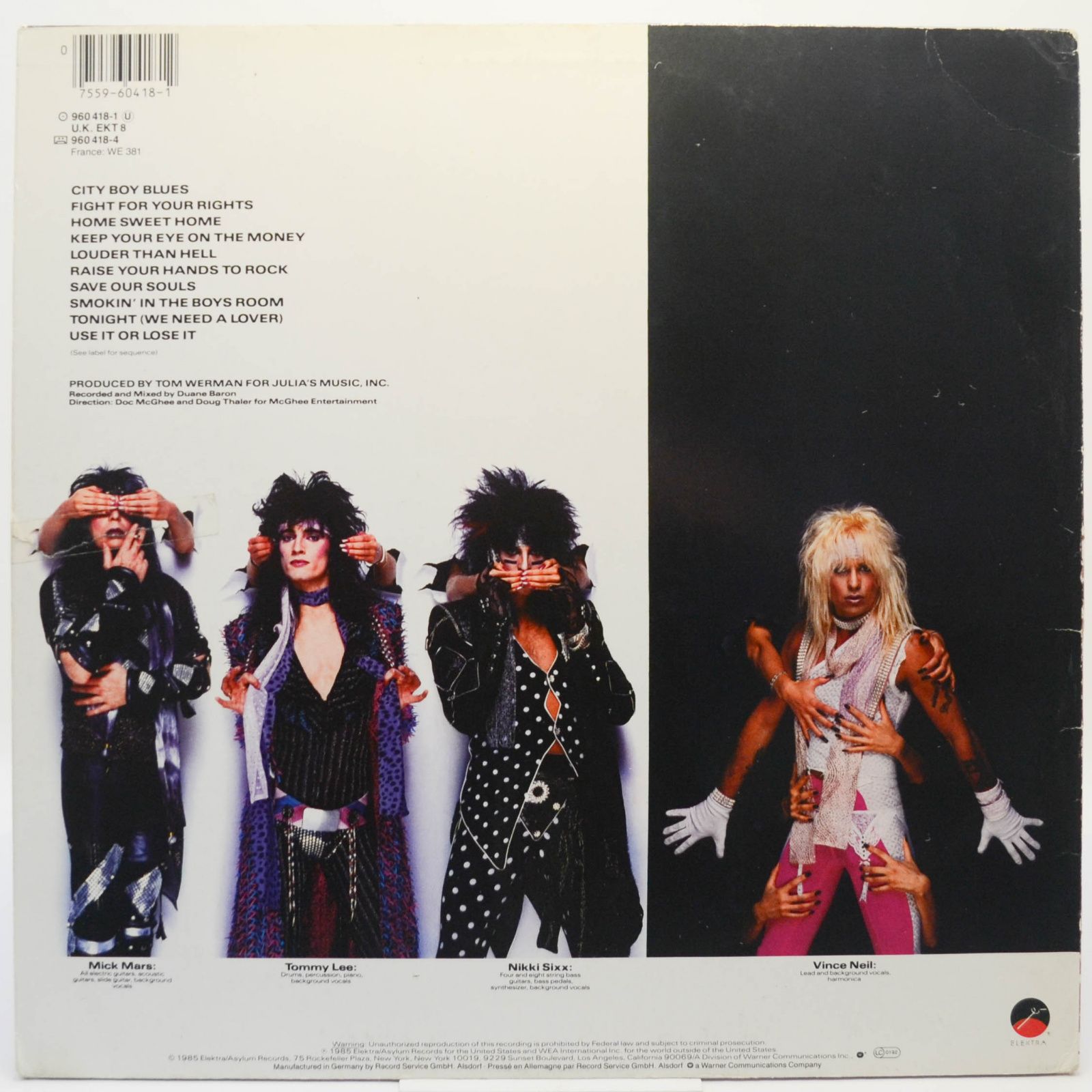 Виниловая пластинка Mötley Crüe — Theatre Of Pain, 1985