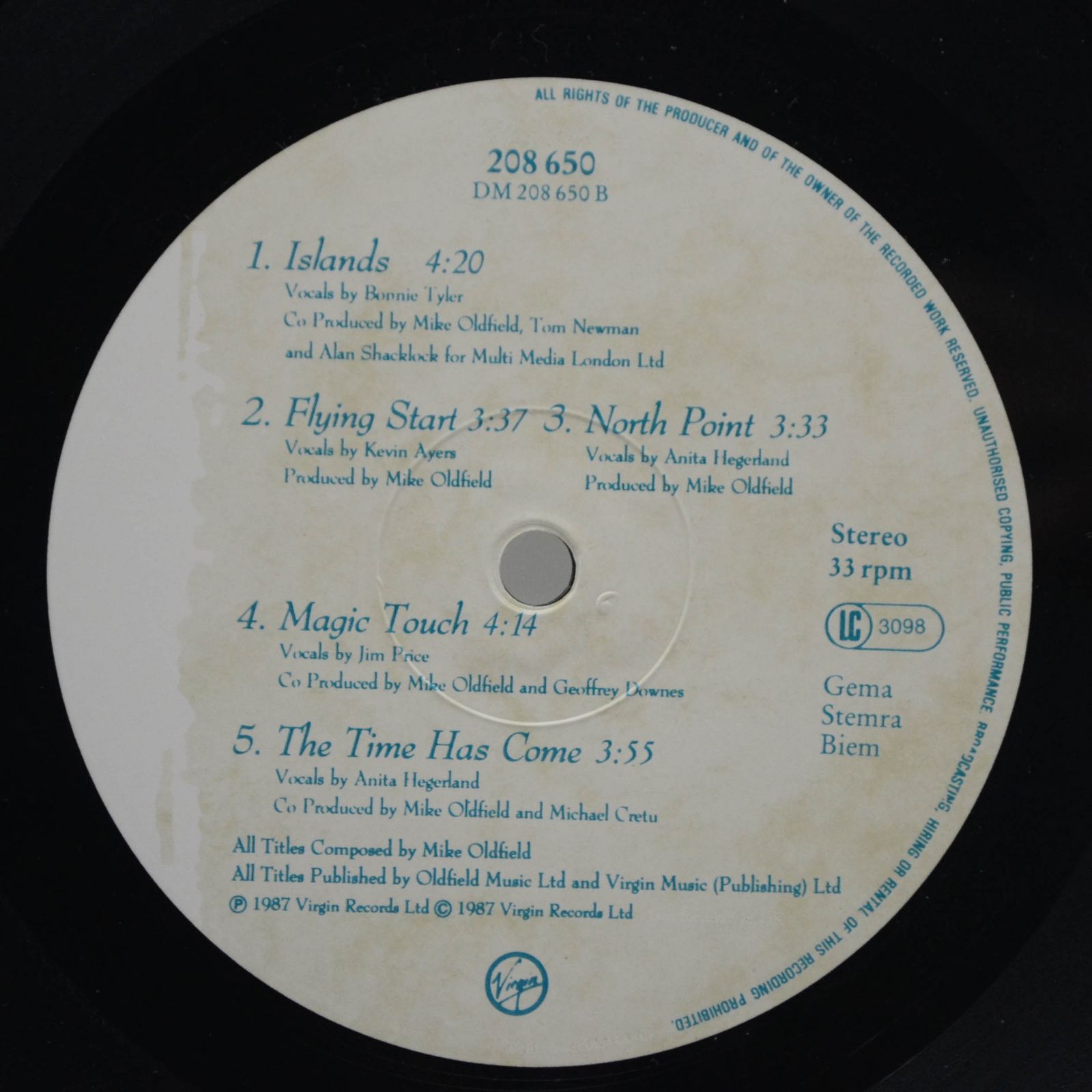 Mike Oldfield — Islands, 1987