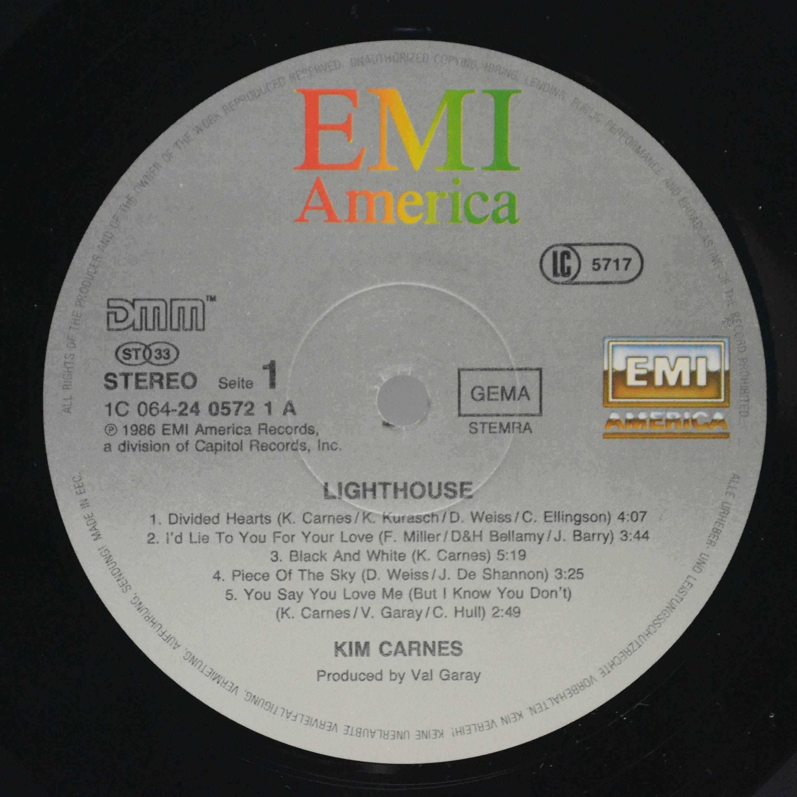 Виниловая пластинка Kim Carnes — Lighthouse, 1986