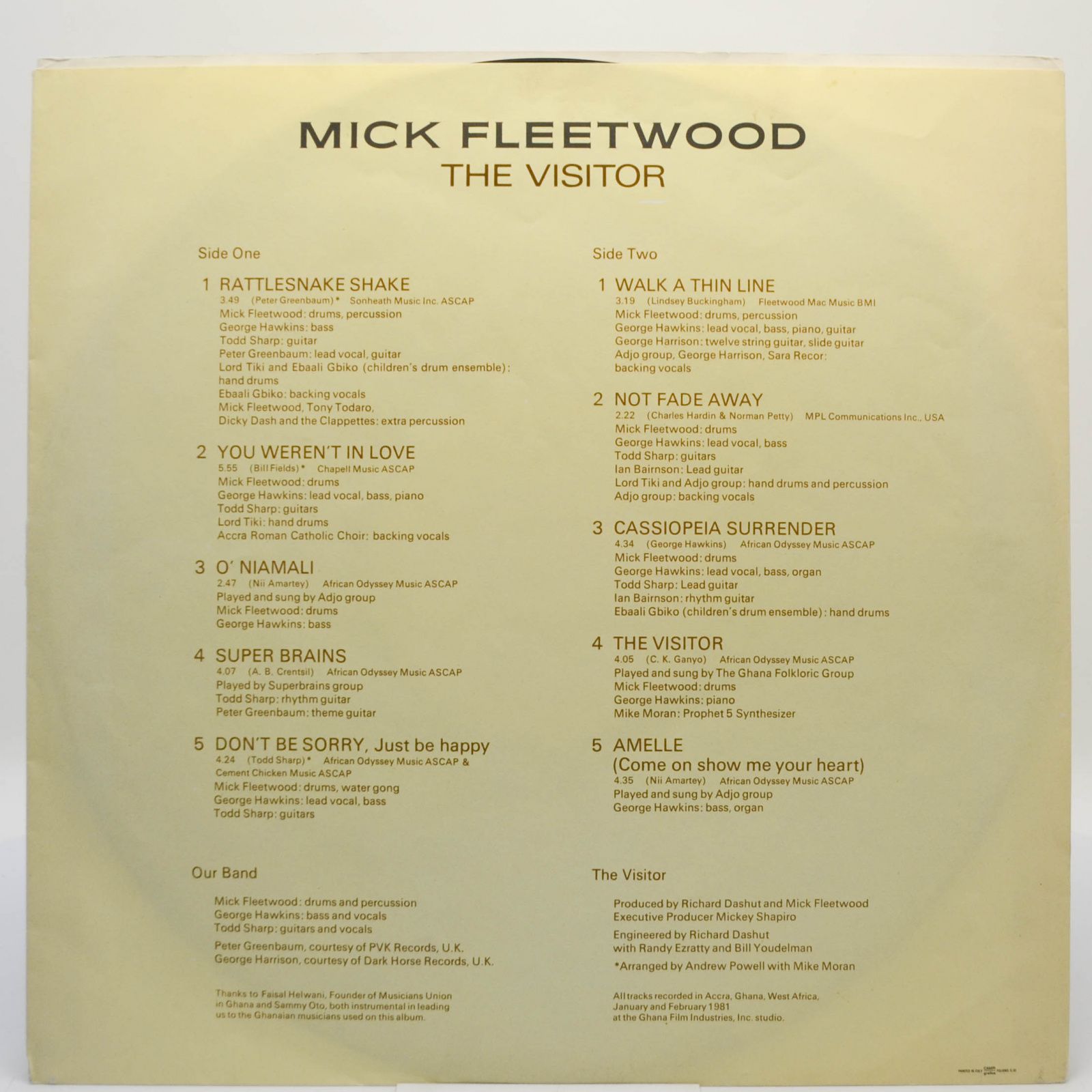Виниловая пластинка Mick Fleetwood — The Visitor, 1981