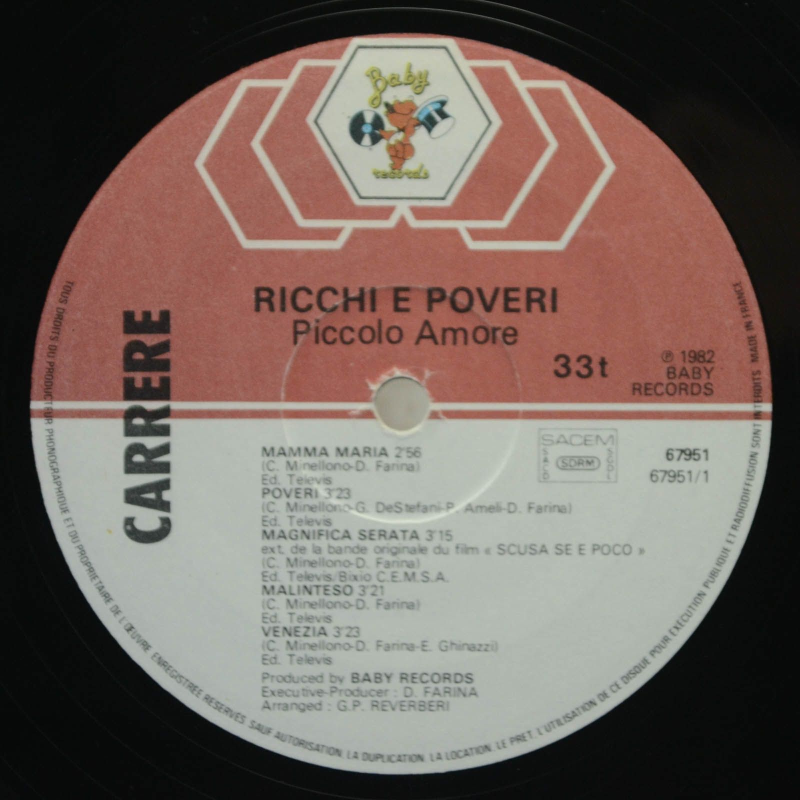 Виниловая пластинка Ricchi & Poveri — Piccolo Amore, 1982