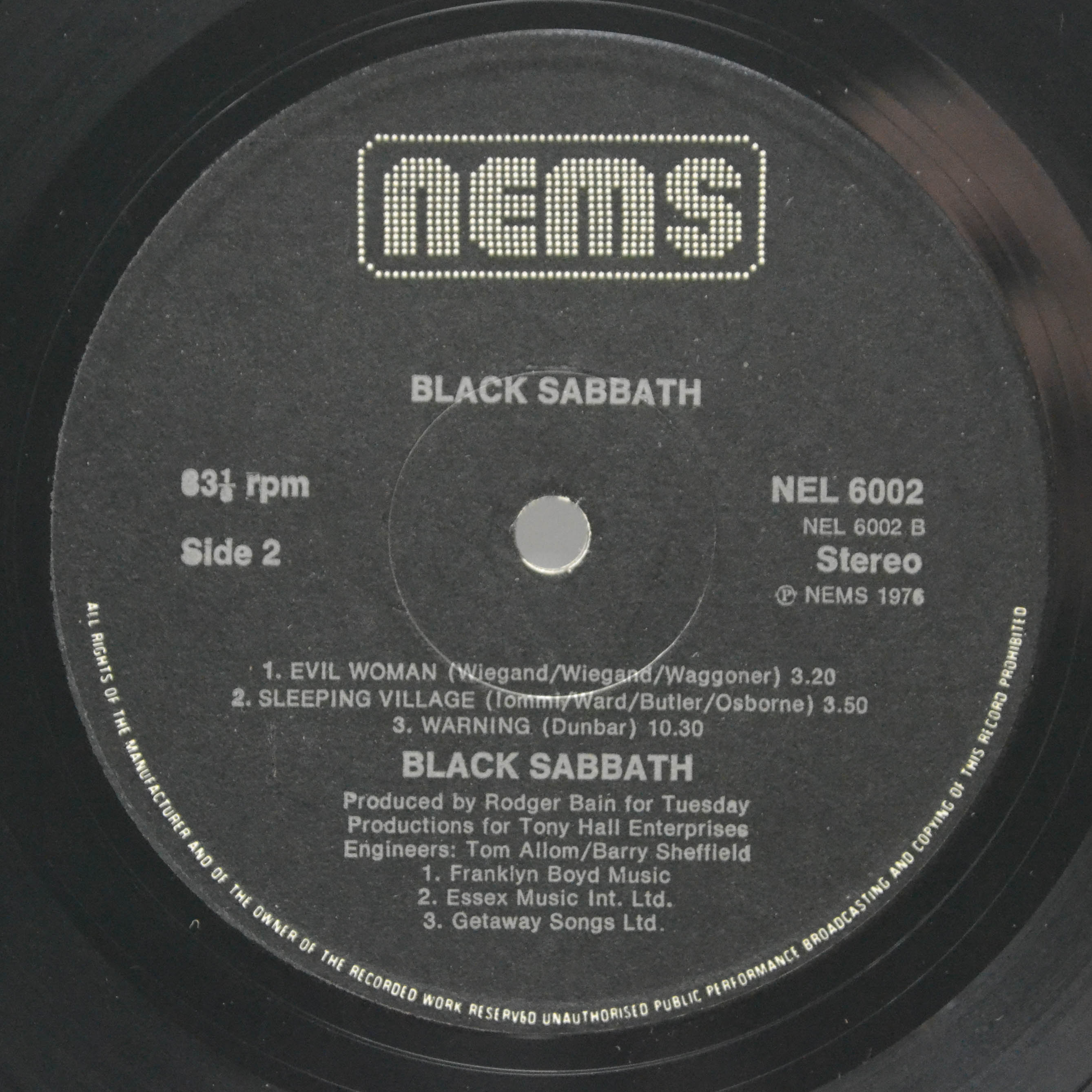 Black Sabbath — Black Sabbath (UK), 1970
