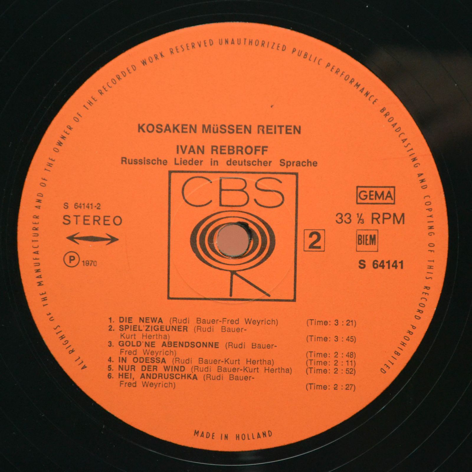 Виниловая пластинка Ivan Rebroff — Kosaken Müssen Reiten, 1970