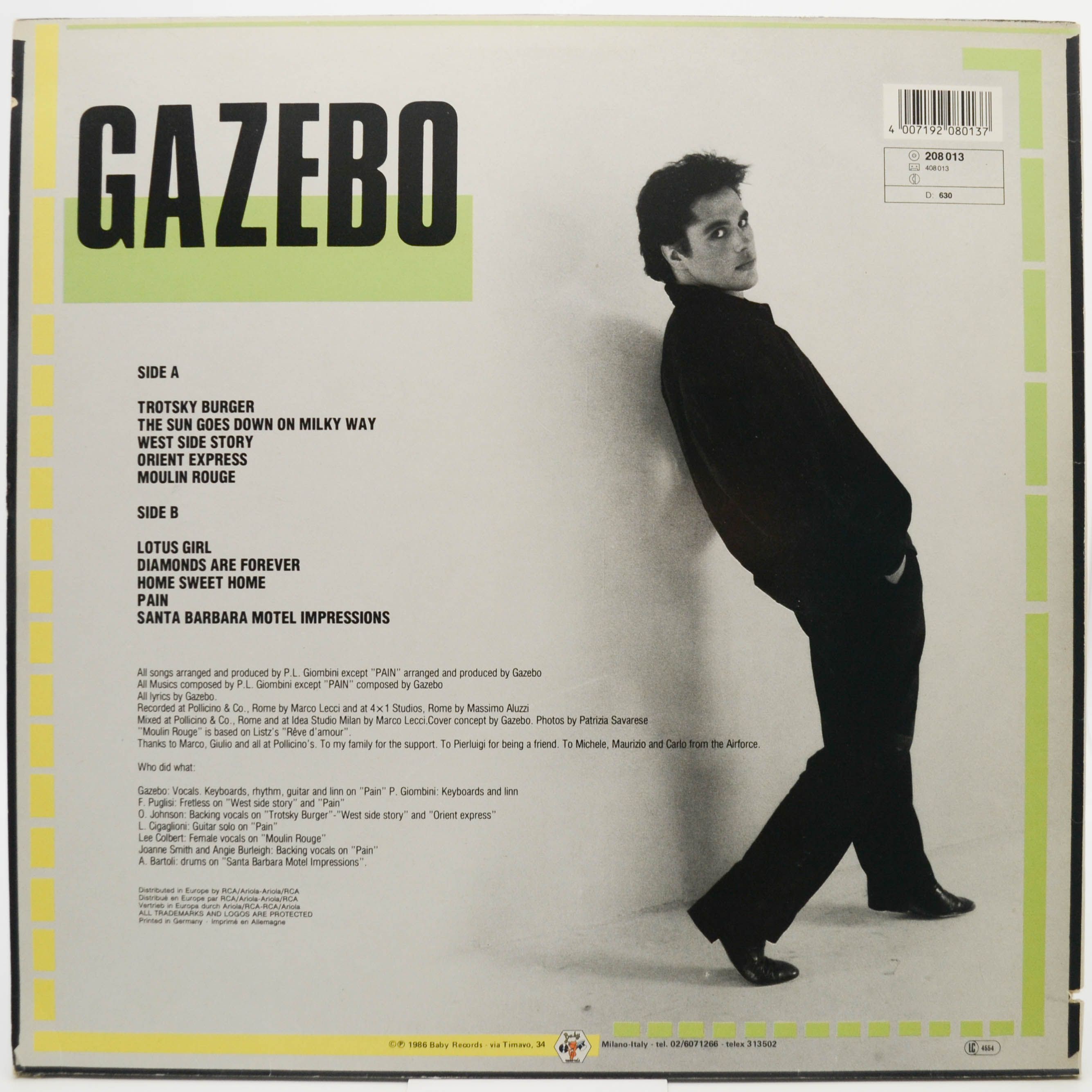 Виниловая пластинка Gazebo — Univision, 1986