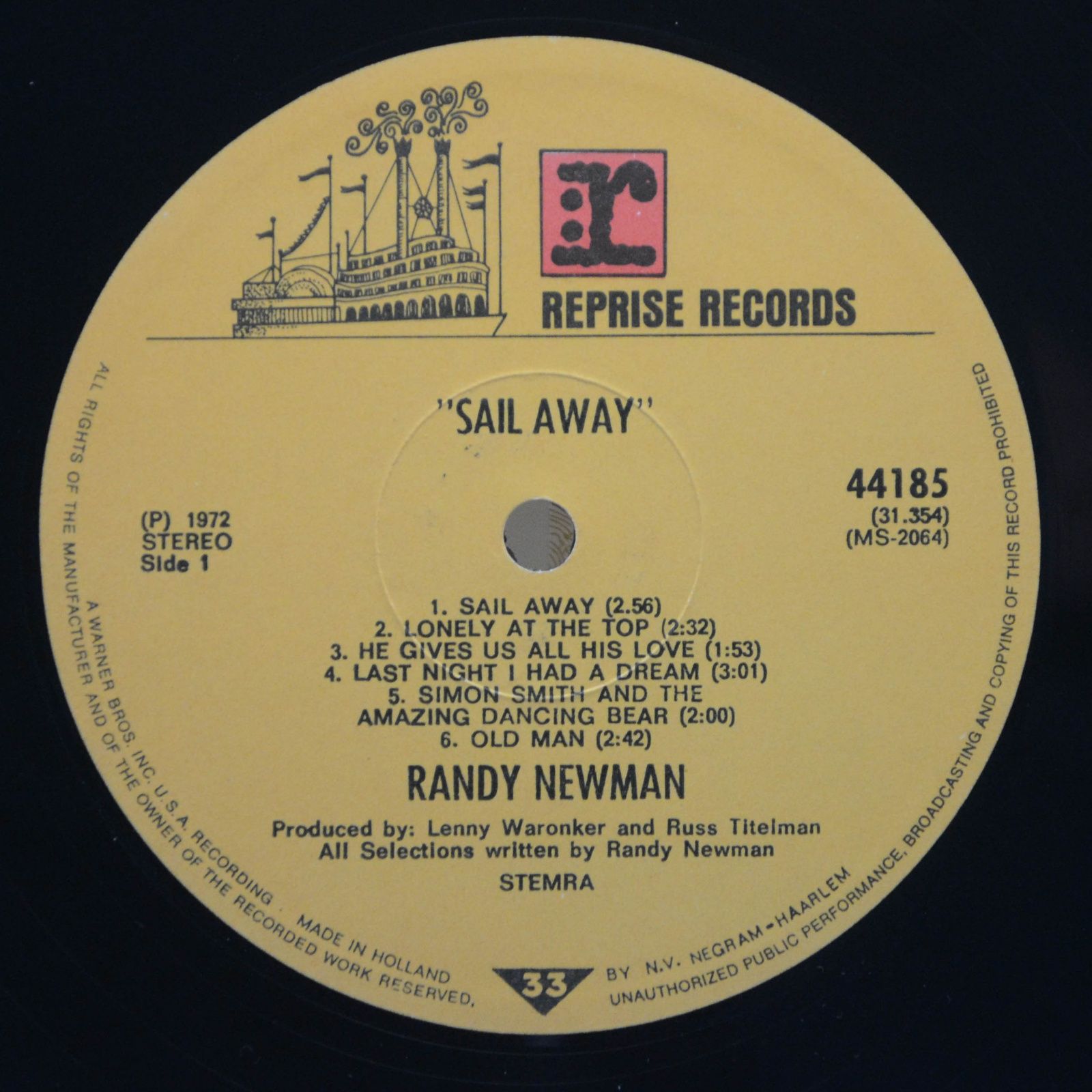 Виниловая пластинка Randy Newman — Sail Away, 1972