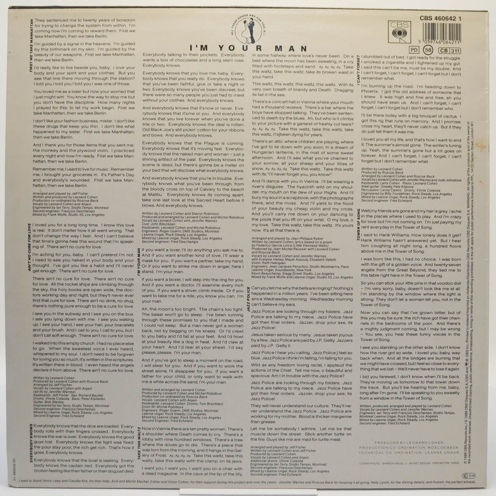 Leonard Cohen — I'm Your Man, 1988