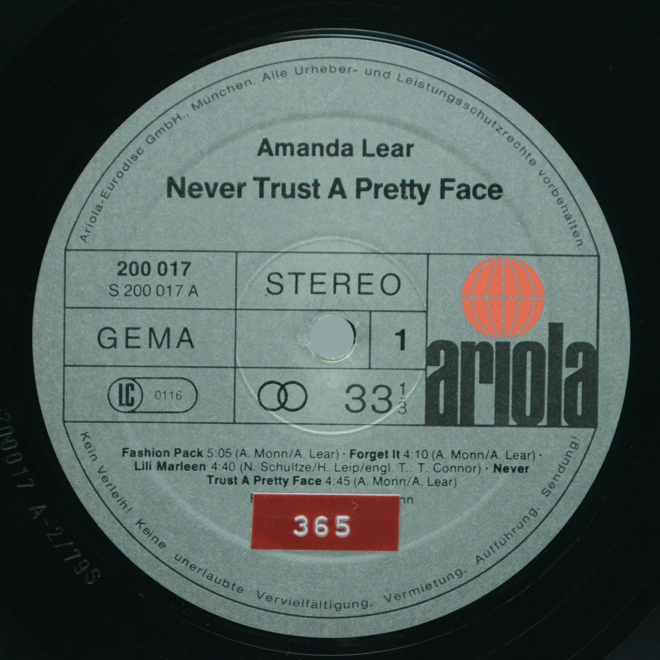 Виниловая пластинка Amanda Lear — Never Trust A Pretty Face, 1979