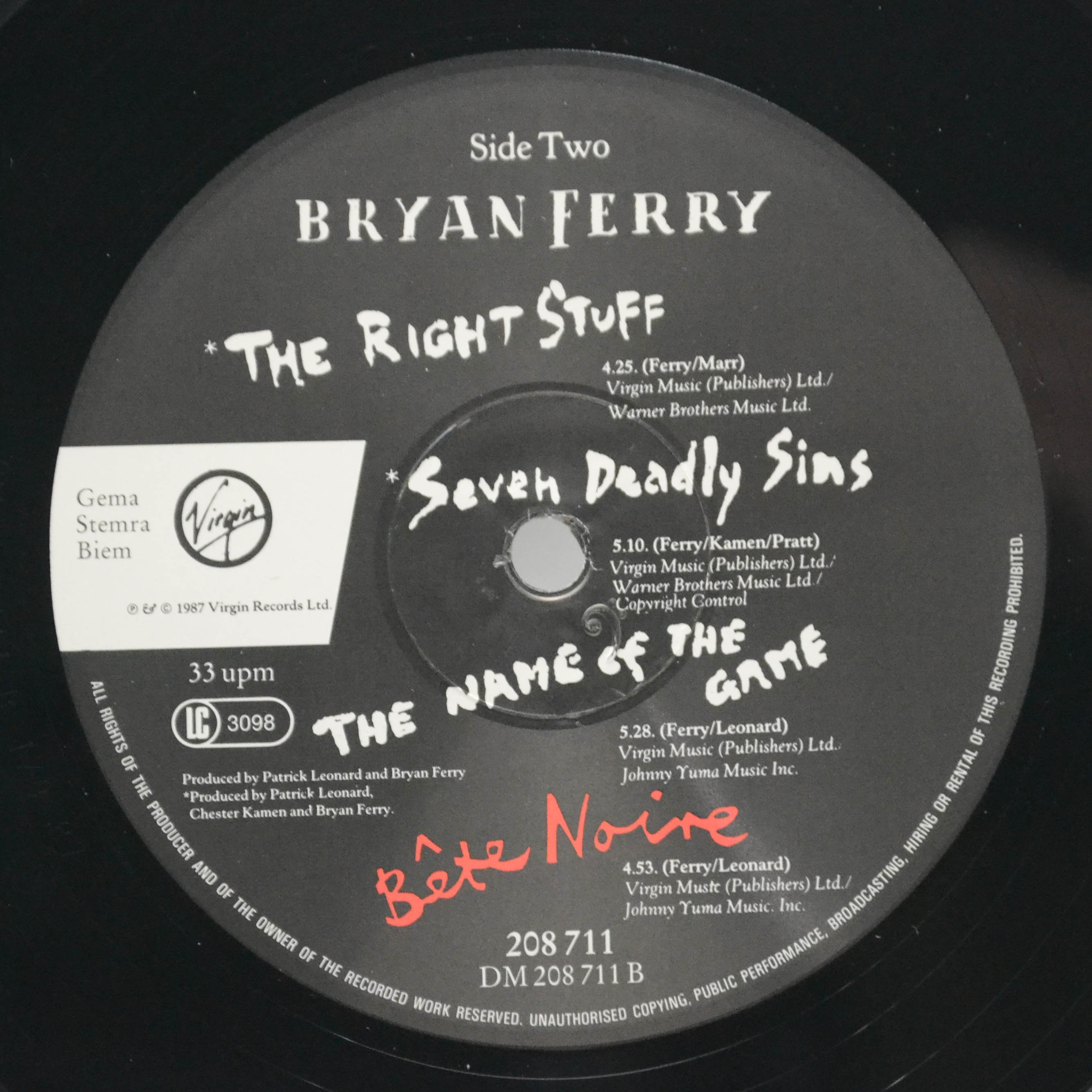 Bryan Ferry — Bête Noire, 1987
