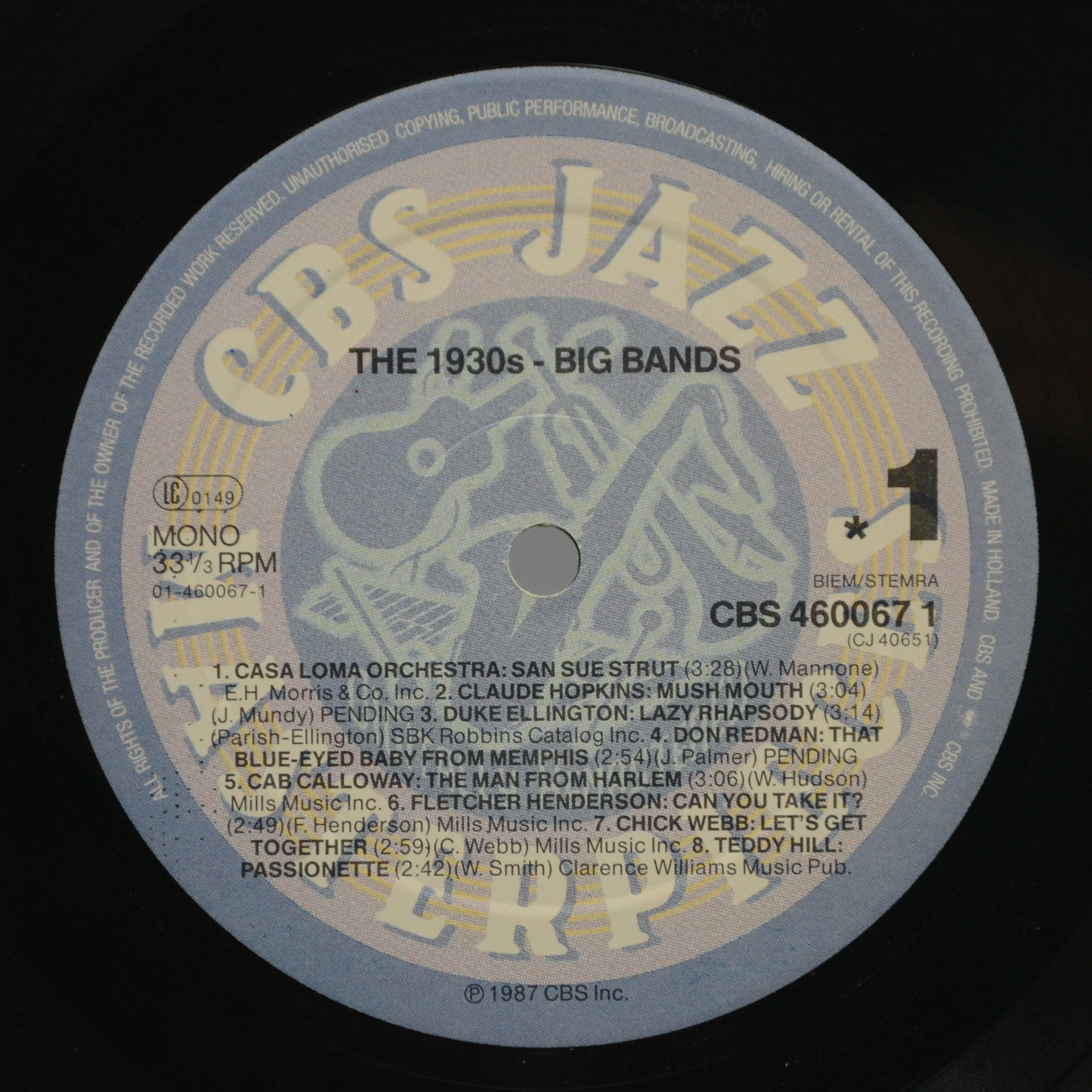 Various — 1930s Jazz Big Bands, 1987