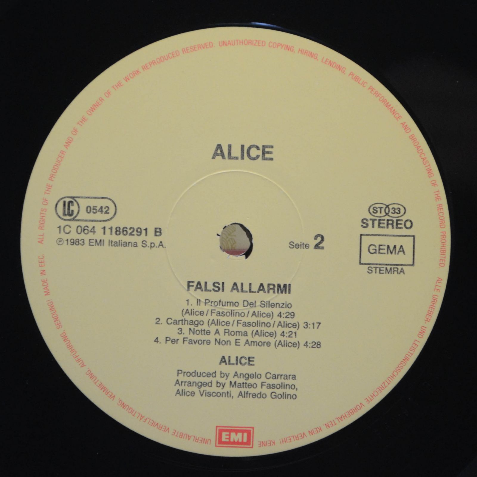 Виниловая пластинка Alice — Falsi Allarmi, 1983