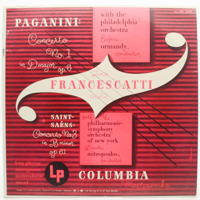 Виниловая пластинка Concerto No.1 In D Major, Op. 6 / Concerto No. 3 In B Minor, Op. 61, 1950
