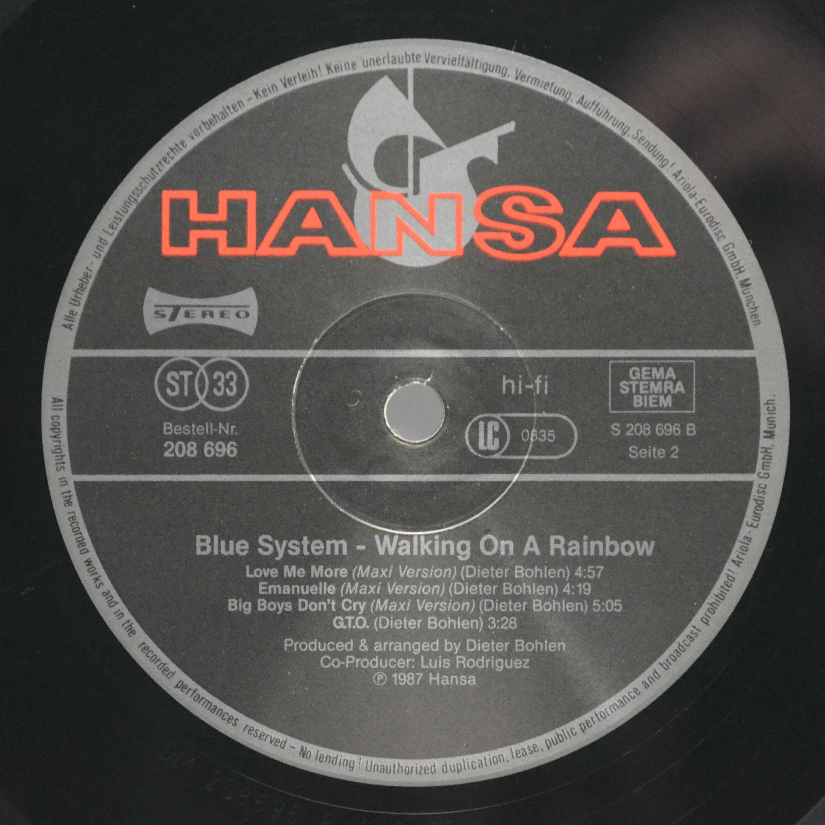 Blue System — Walking On A Rainbow, 1987