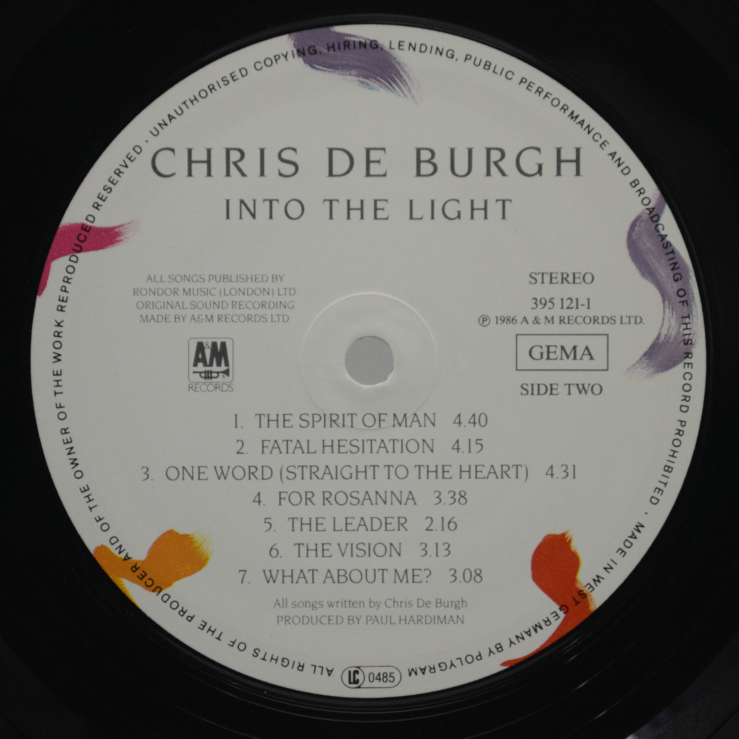 Виниловая пластинка Chris de Burgh — Into The Light, 1986