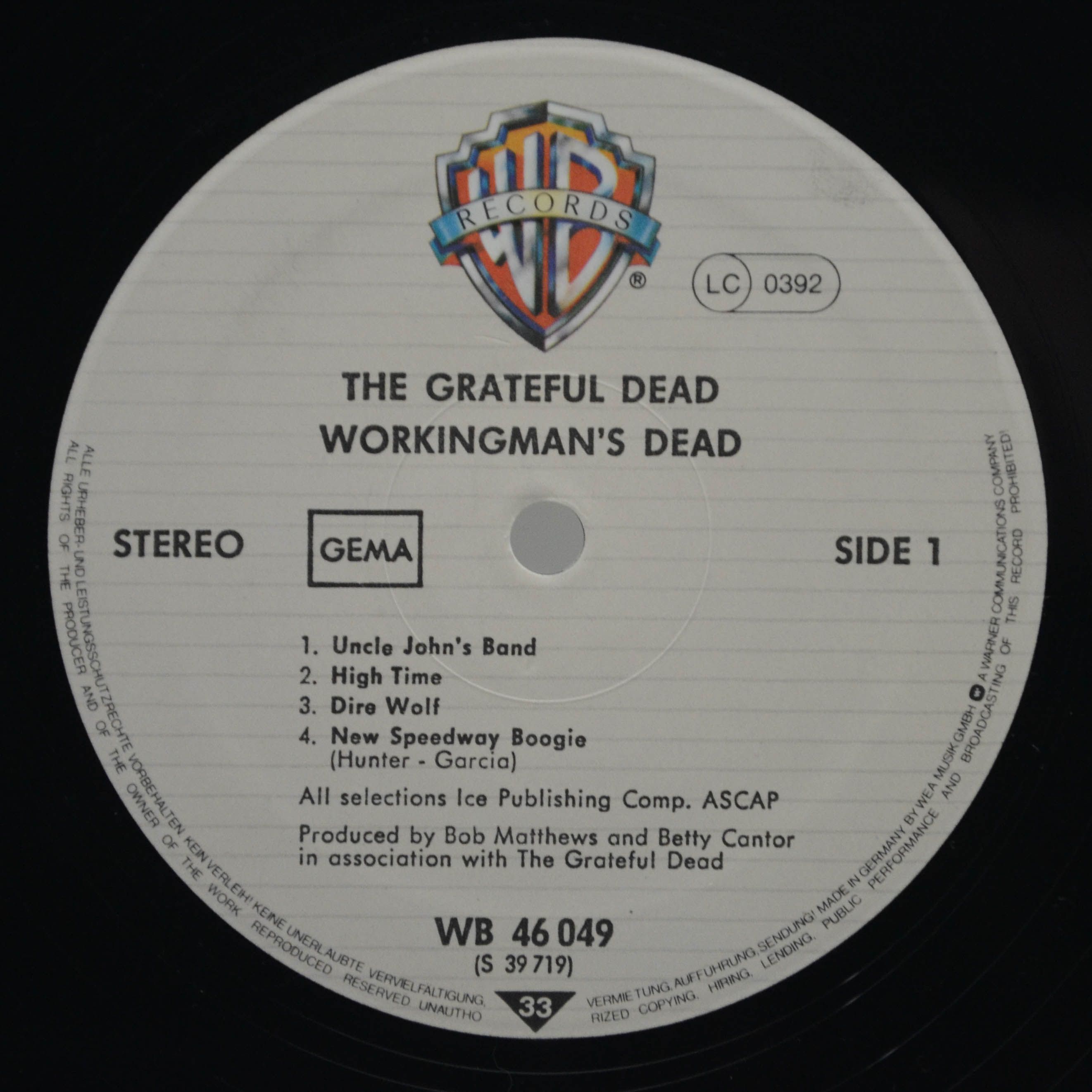 Виниловая пластинка Grateful Dead — Workingman's Dead, 1970
