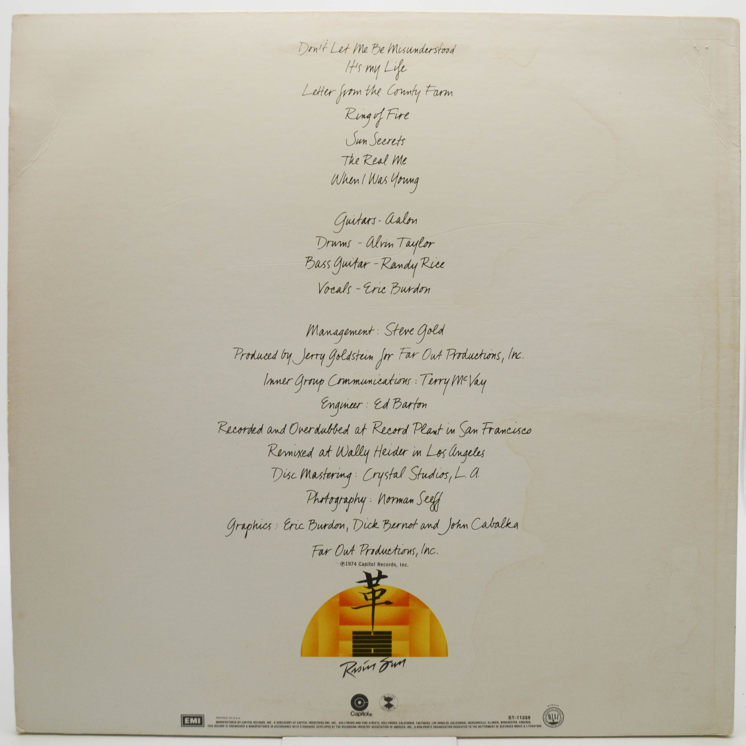 Виниловая пластинка Eric Burdon Band — Sun Secrets (USA), 1974