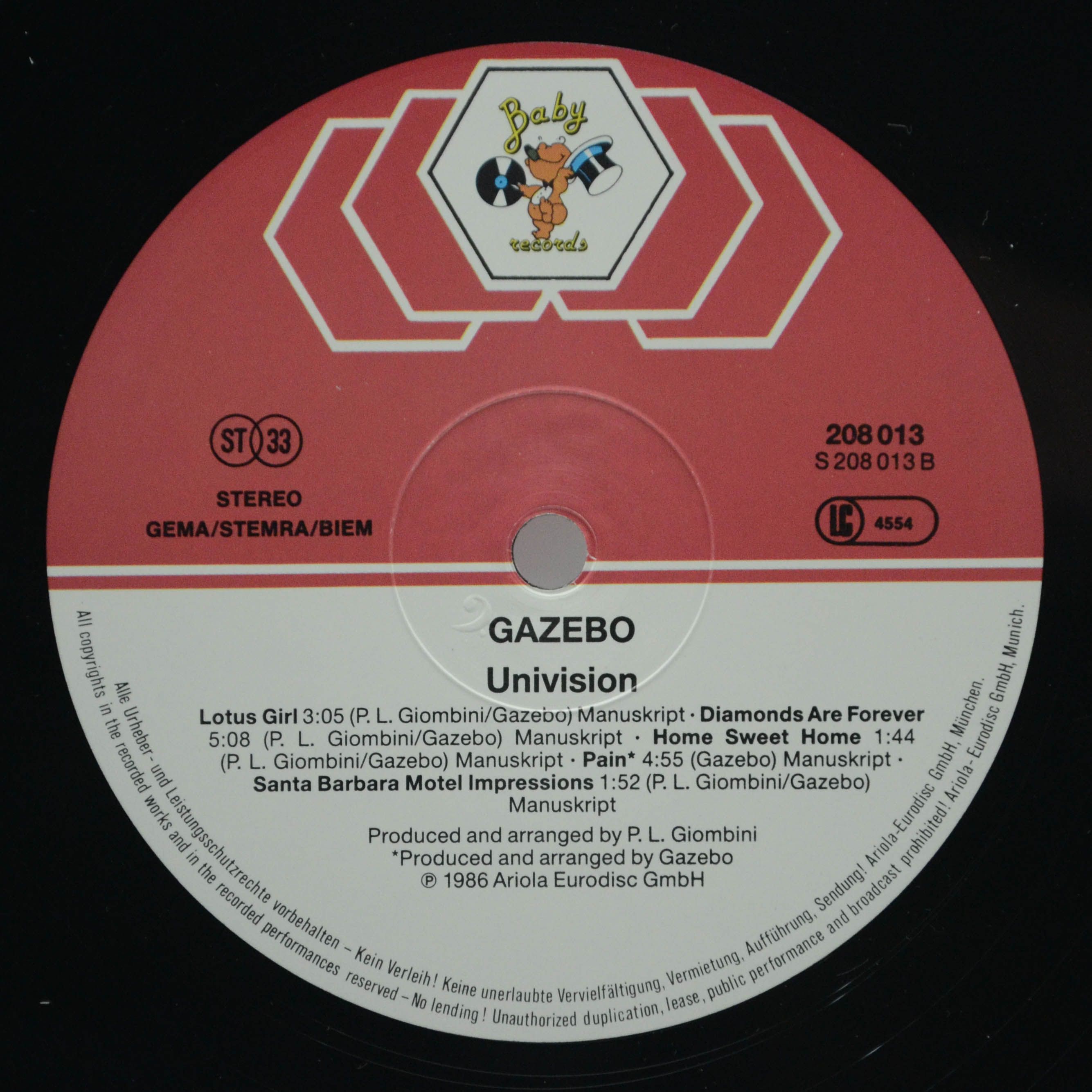 Виниловая пластинка Gazebo — Univision, 1986