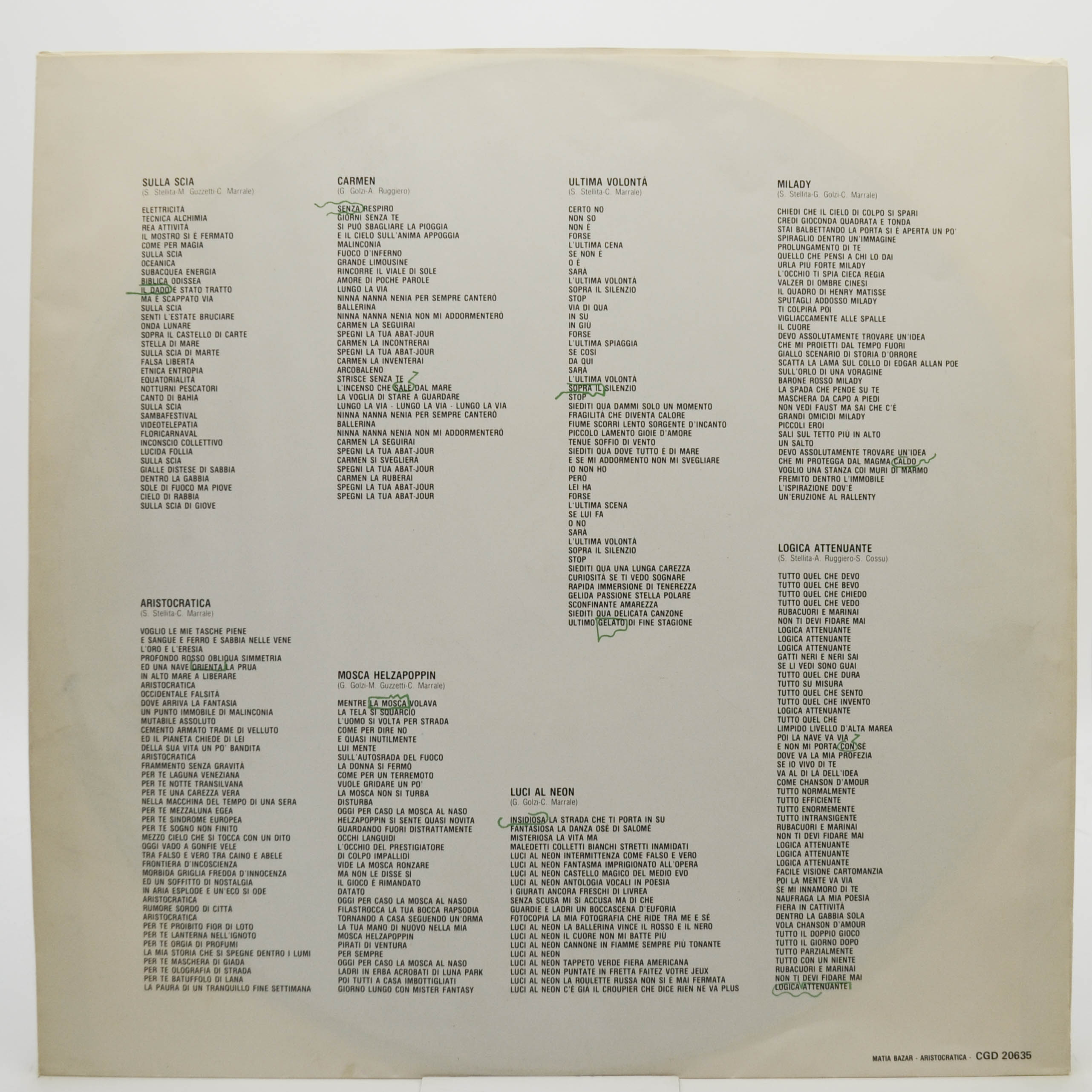 Matia Bazar — Aristocratica (Italy), 1984