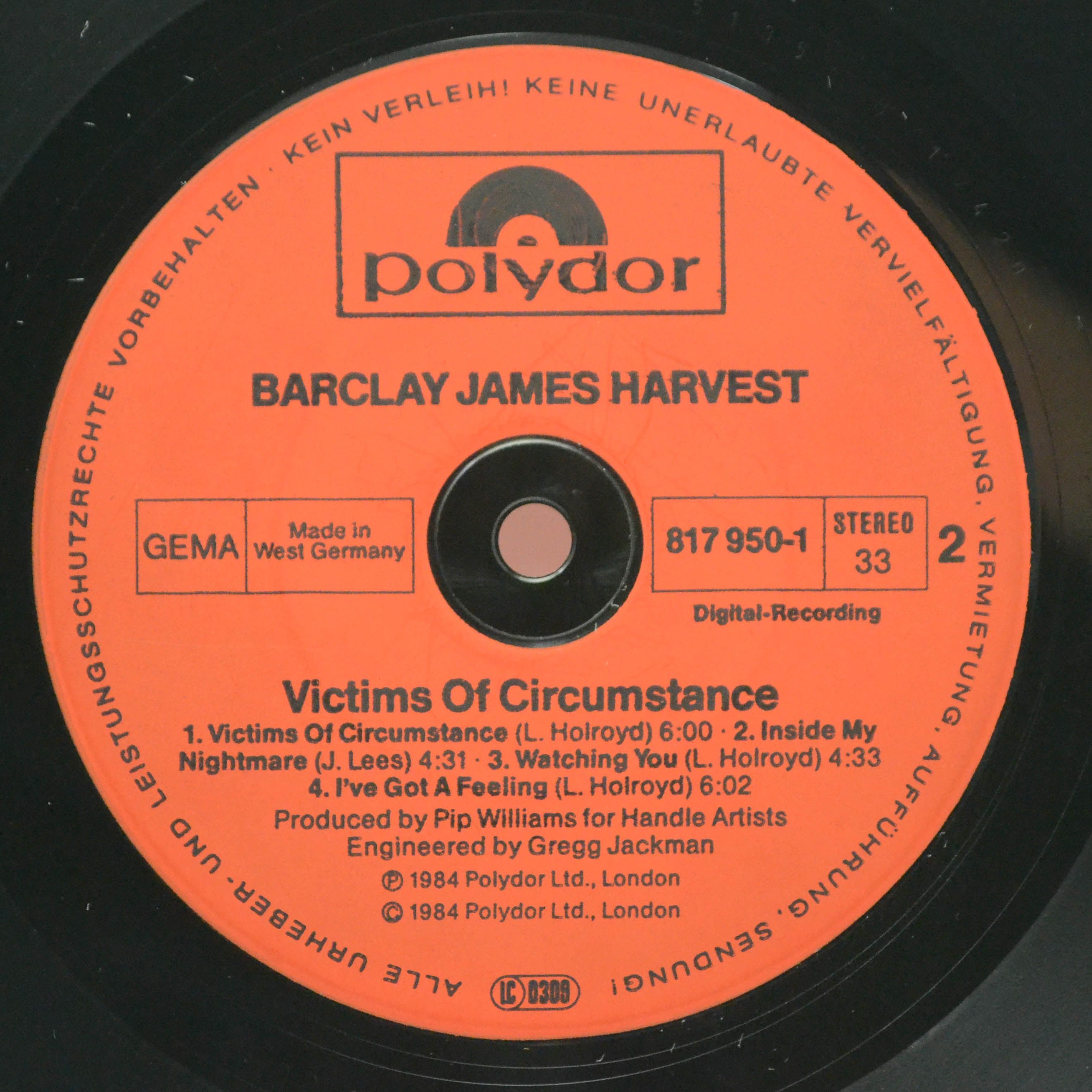 Виниловая пластинка Barclay James Harvest — Victims Of Circumstance, 1984
