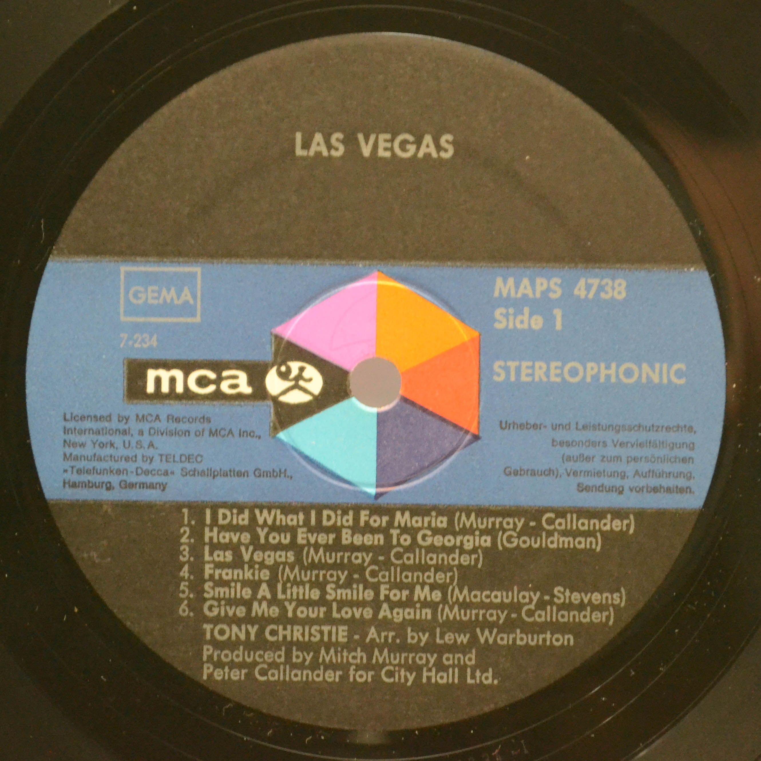 Виниловая пластинка Tony Christie — Las Vegas, 1971