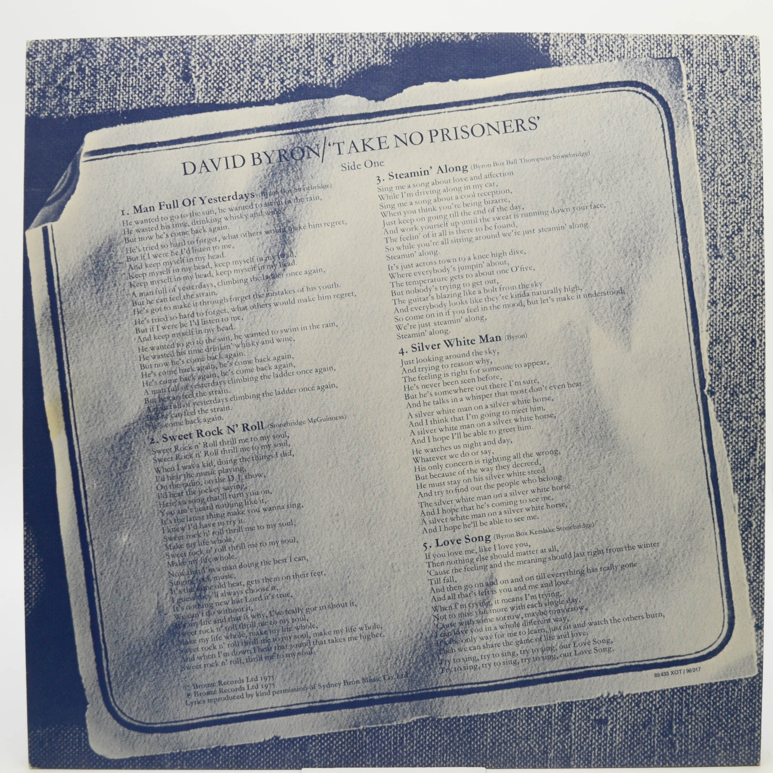 Виниловая пластинка David Byron — Take No Prisoners, 1975