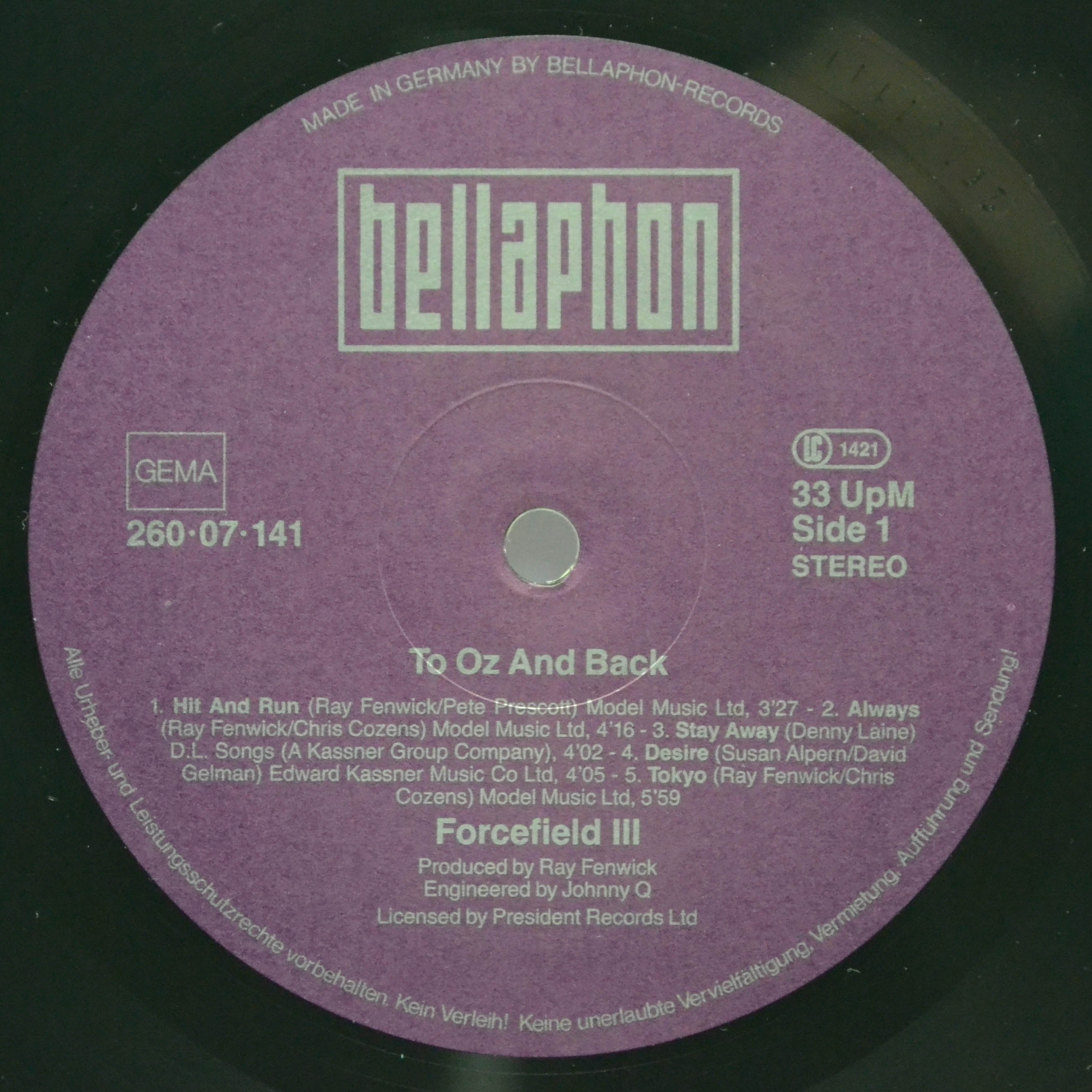Виниловая пластинка Forcefield — To Oz And Back, 1990