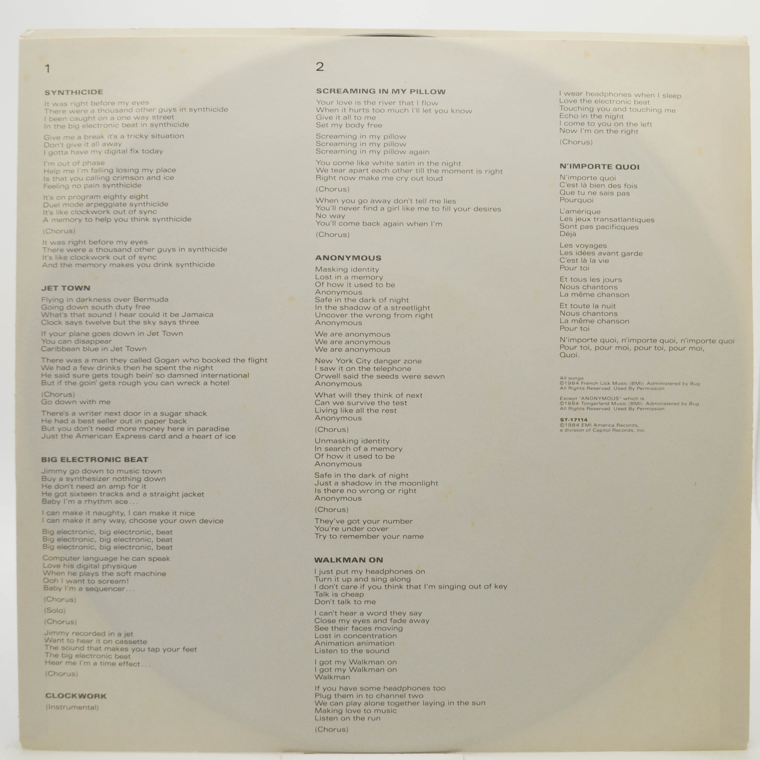 SSQ — Playback (1-st, USA), 1983