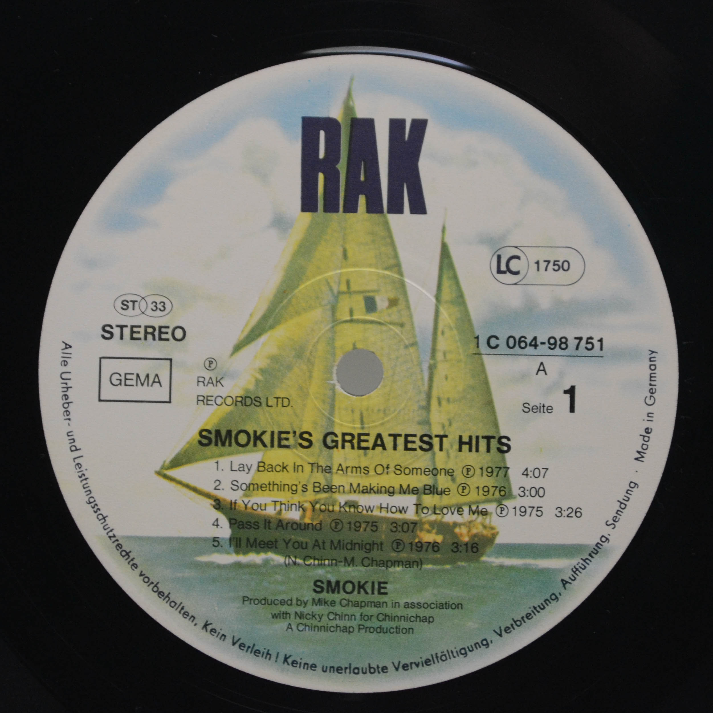 Виниловая пластинка Smokie — Greatest Hits, 1977
