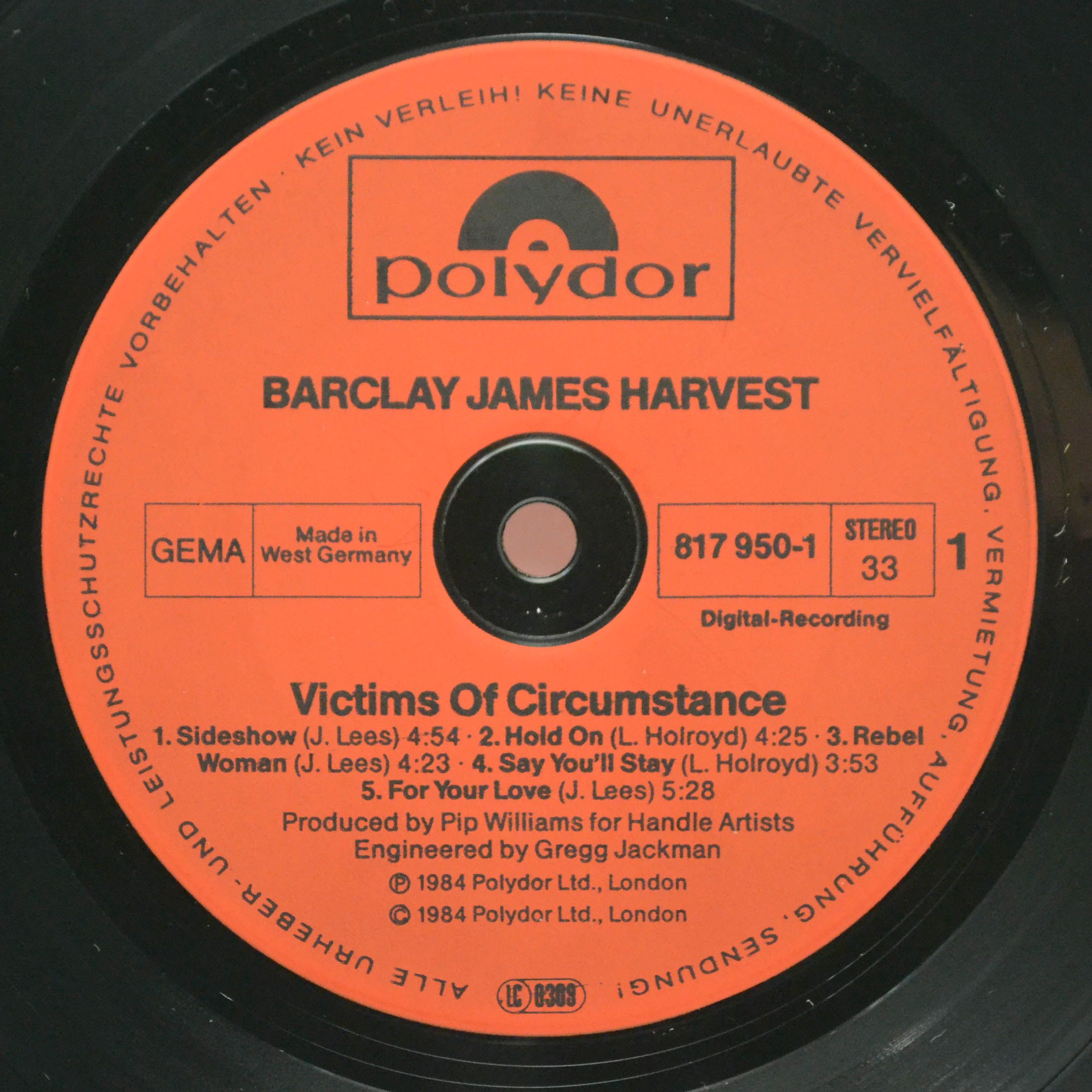 Виниловая пластинка Barclay James Harvest — Victims Of Circumstance, 1984
