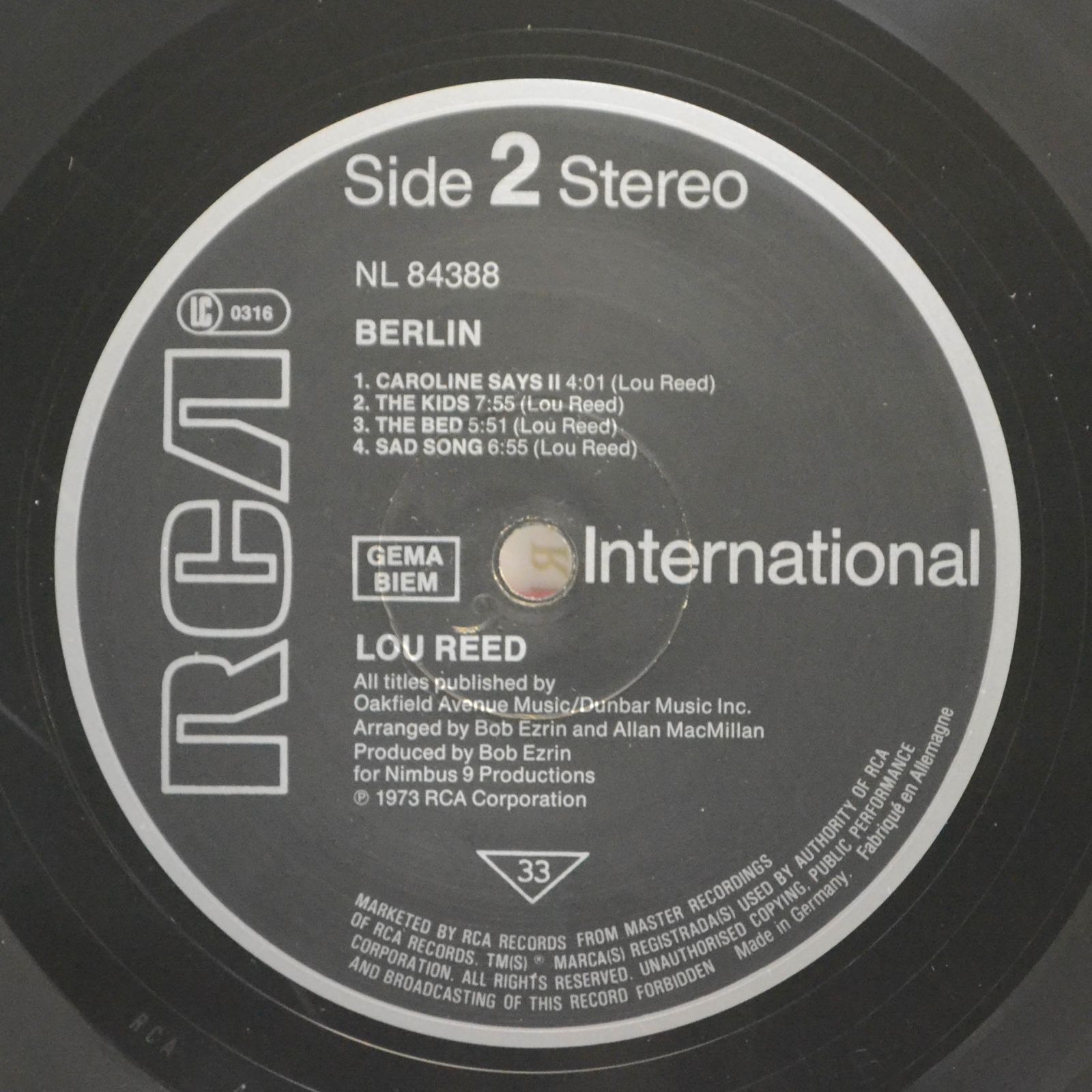 Виниловая пластинка Lou Reed — Berlin, 1973