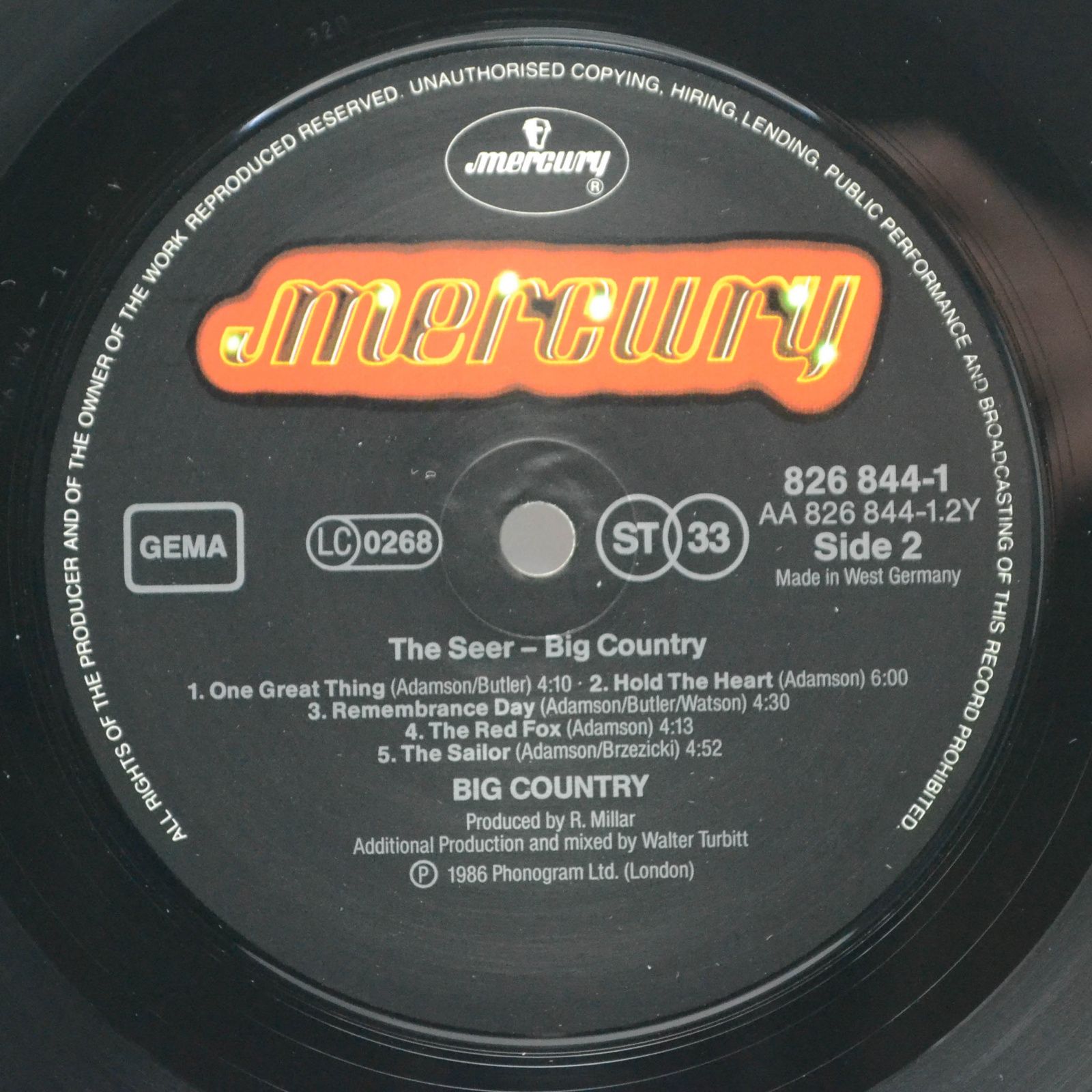 Виниловая пластинка Big Country — The Seer, 1986
