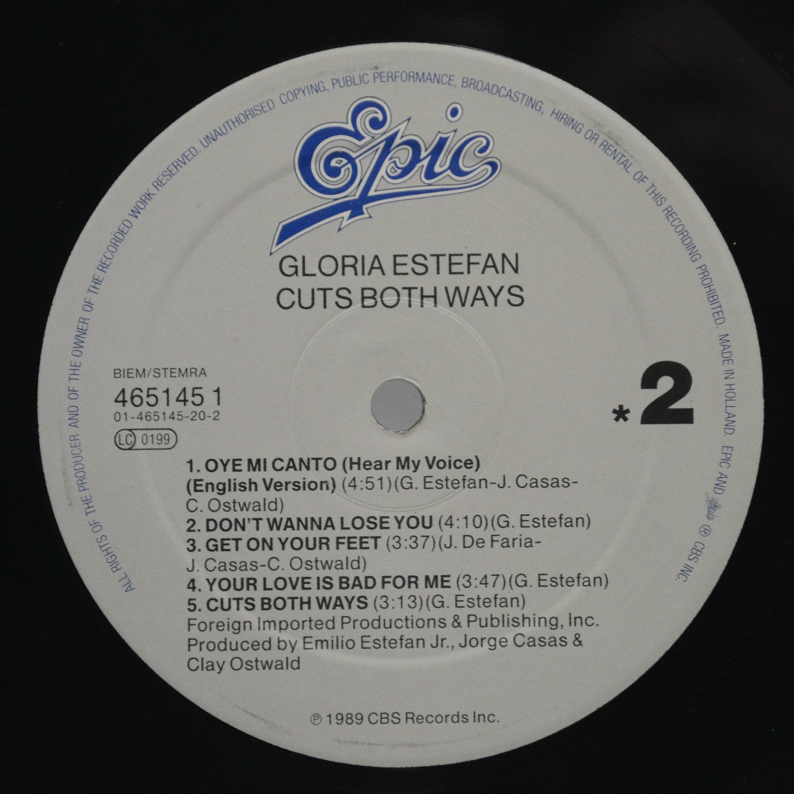 Виниловая пластинка Gloria Estefan — Cuts Both Ways, 1989