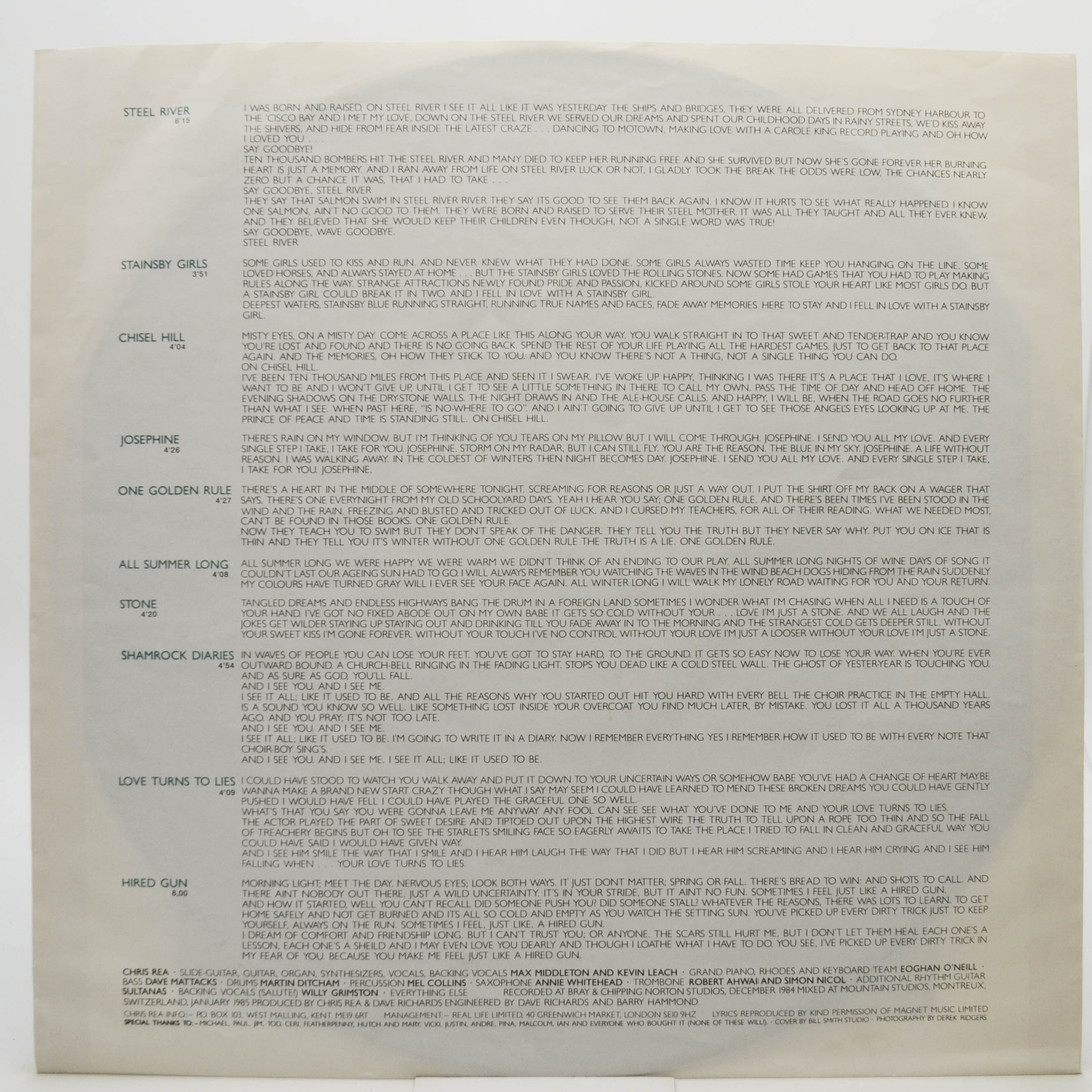 Chris Rea — Shamrock Diaries, 1985