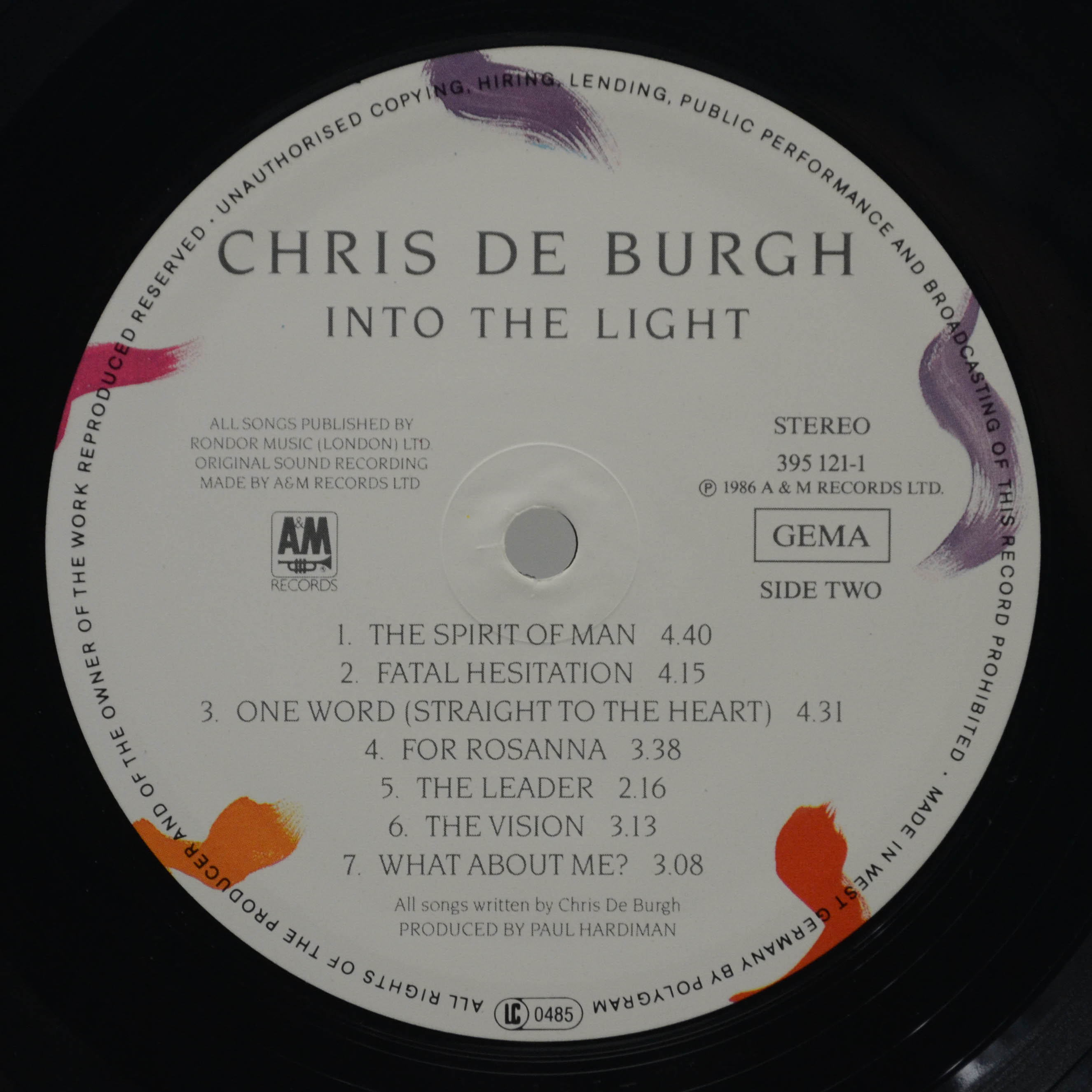Виниловая пластинка Chris de Burgh — Into The Light, 1986