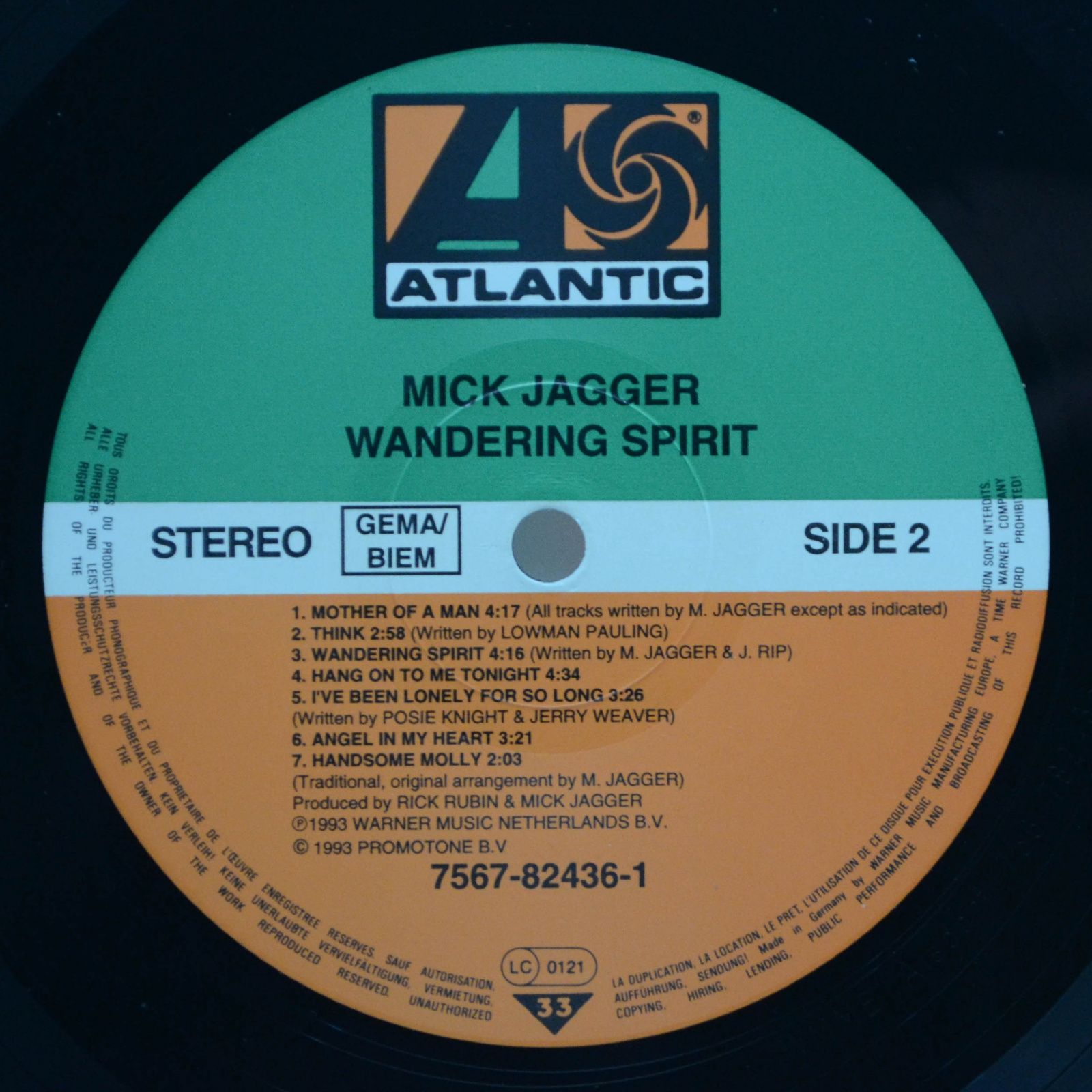 Mick Jagger — Wandering Spirit, 1993