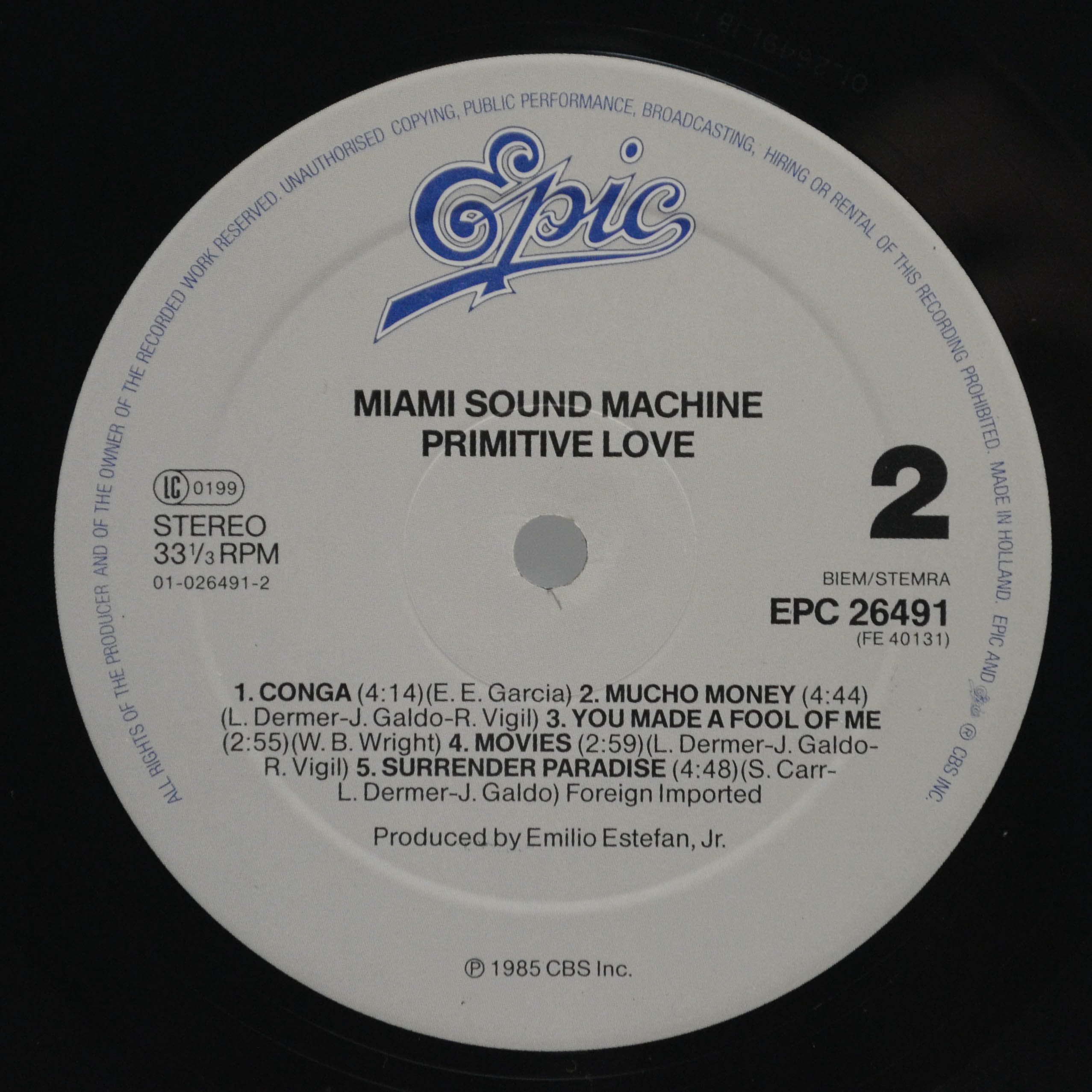 Виниловая пластинка Miami Sound Machine — Primitive Love, 1985