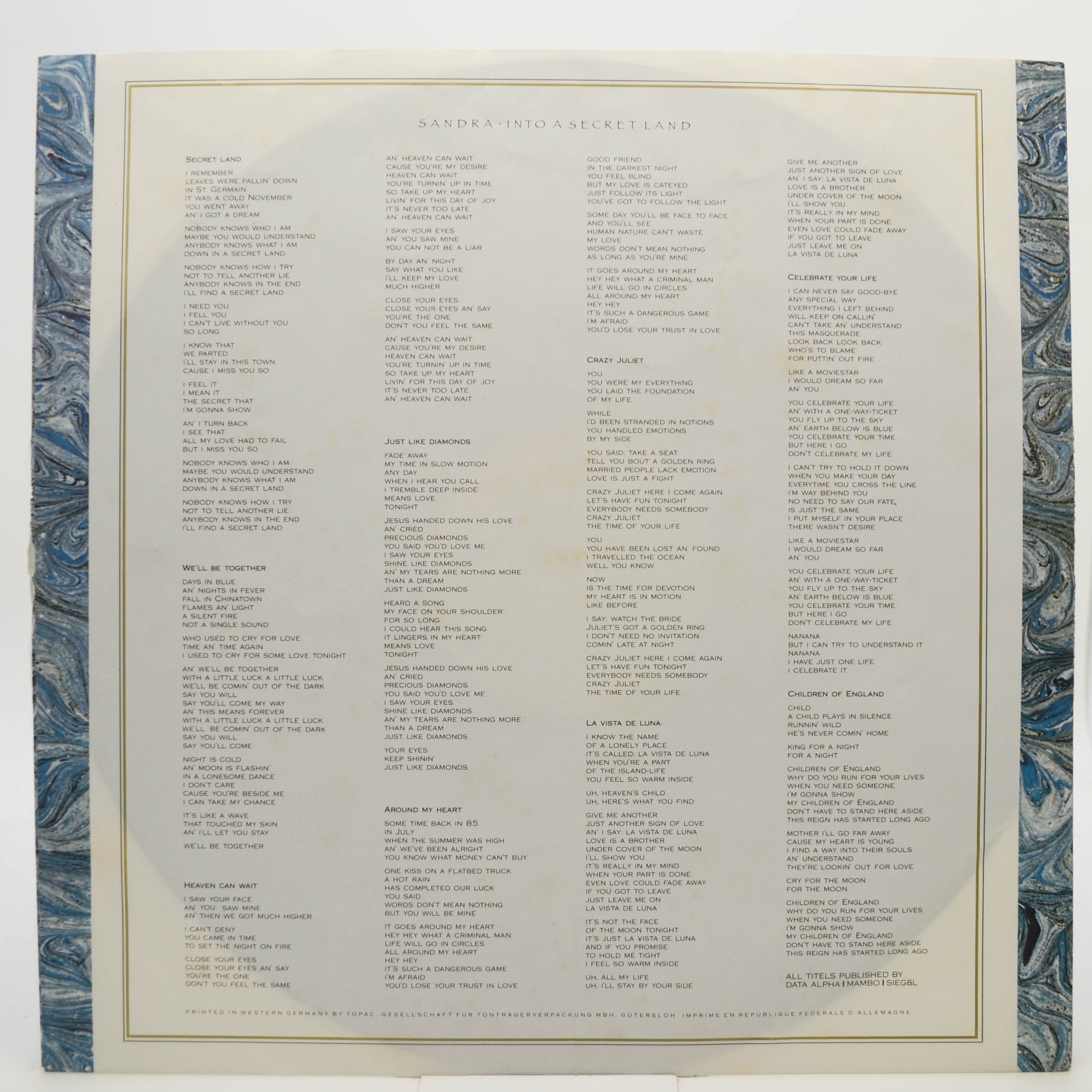 Sandra — Into A Secret Land, 1988