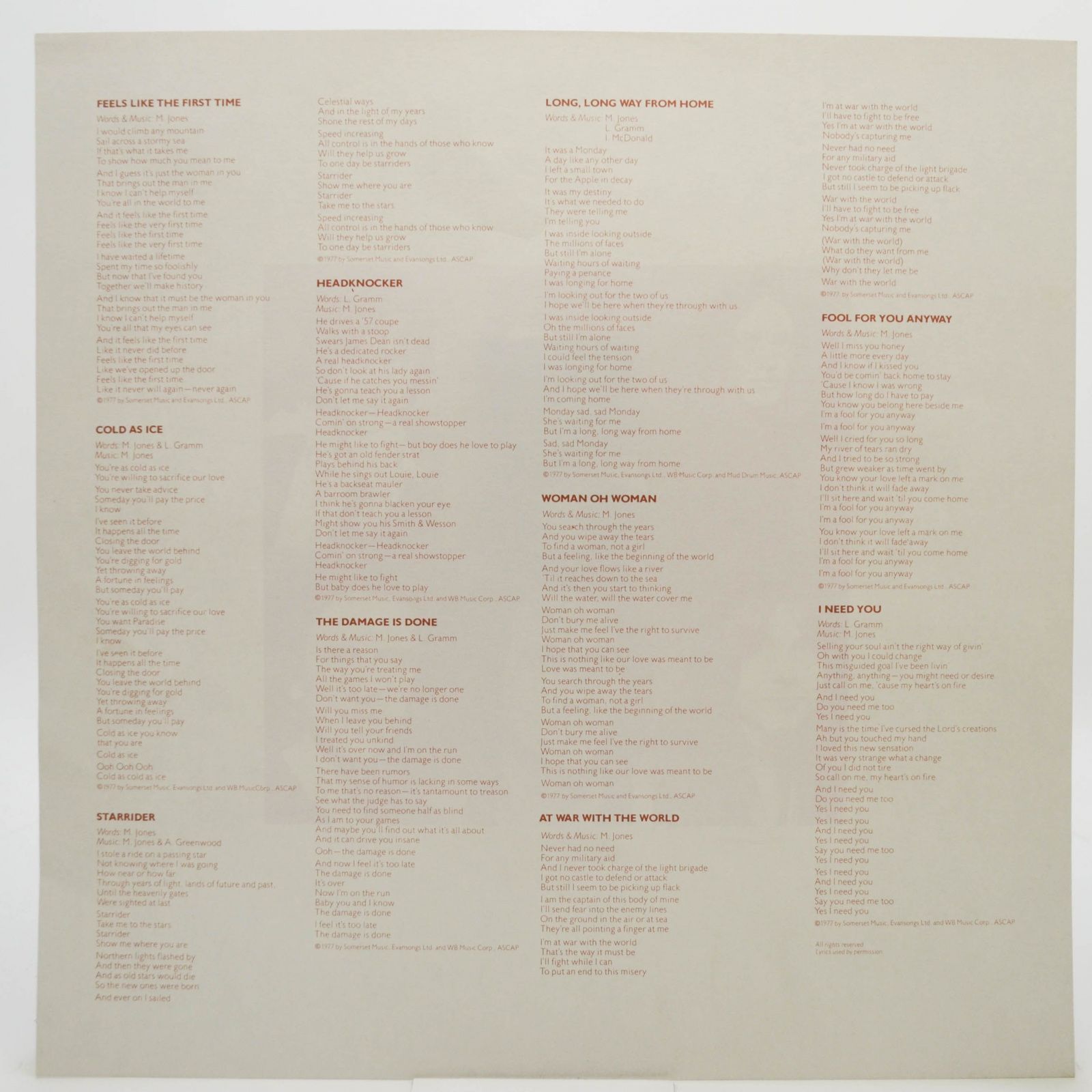 Foreigner — Foreigner, 1977