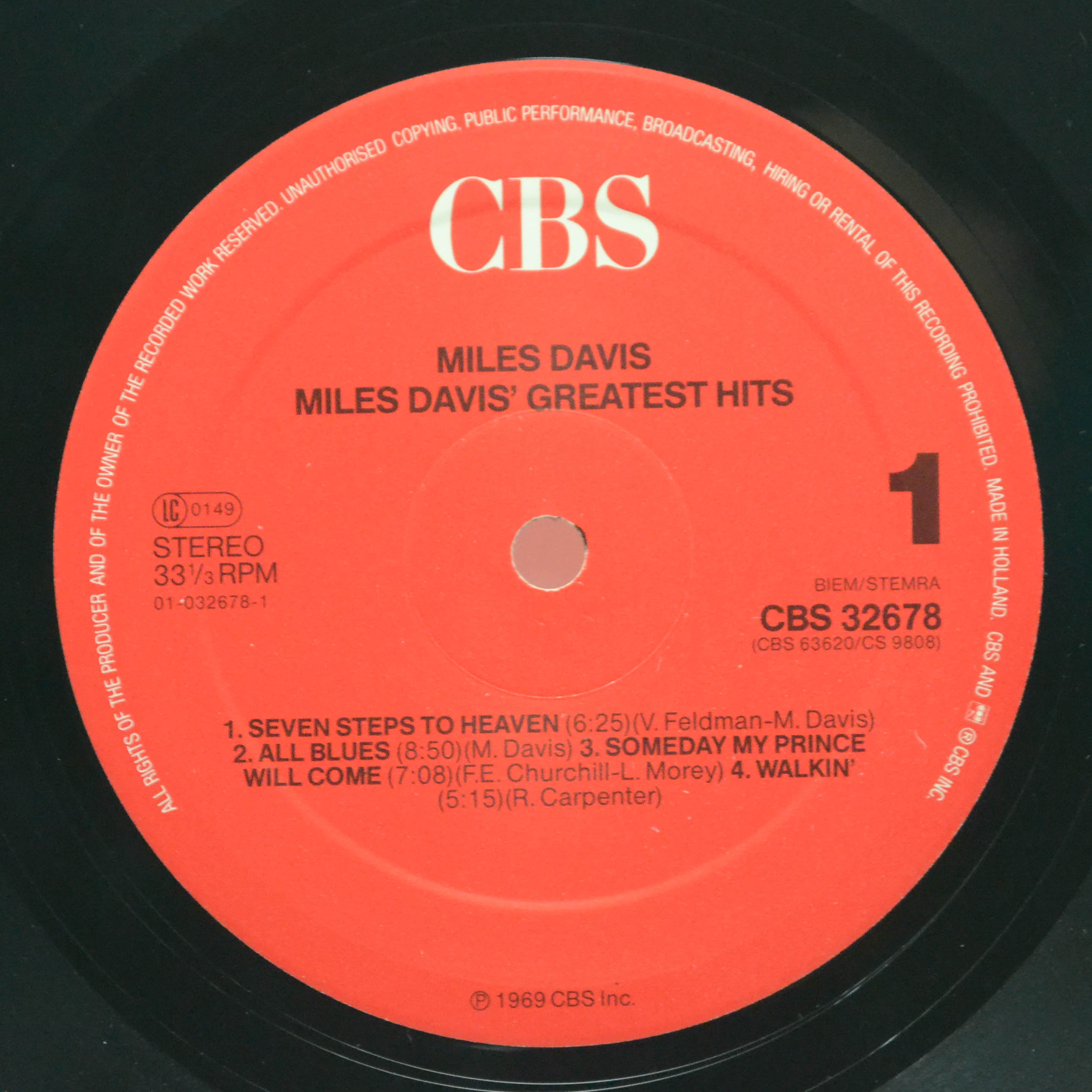 Виниловая пластинка Miles Davis — Miles Davis' Greatest Hits, 1969