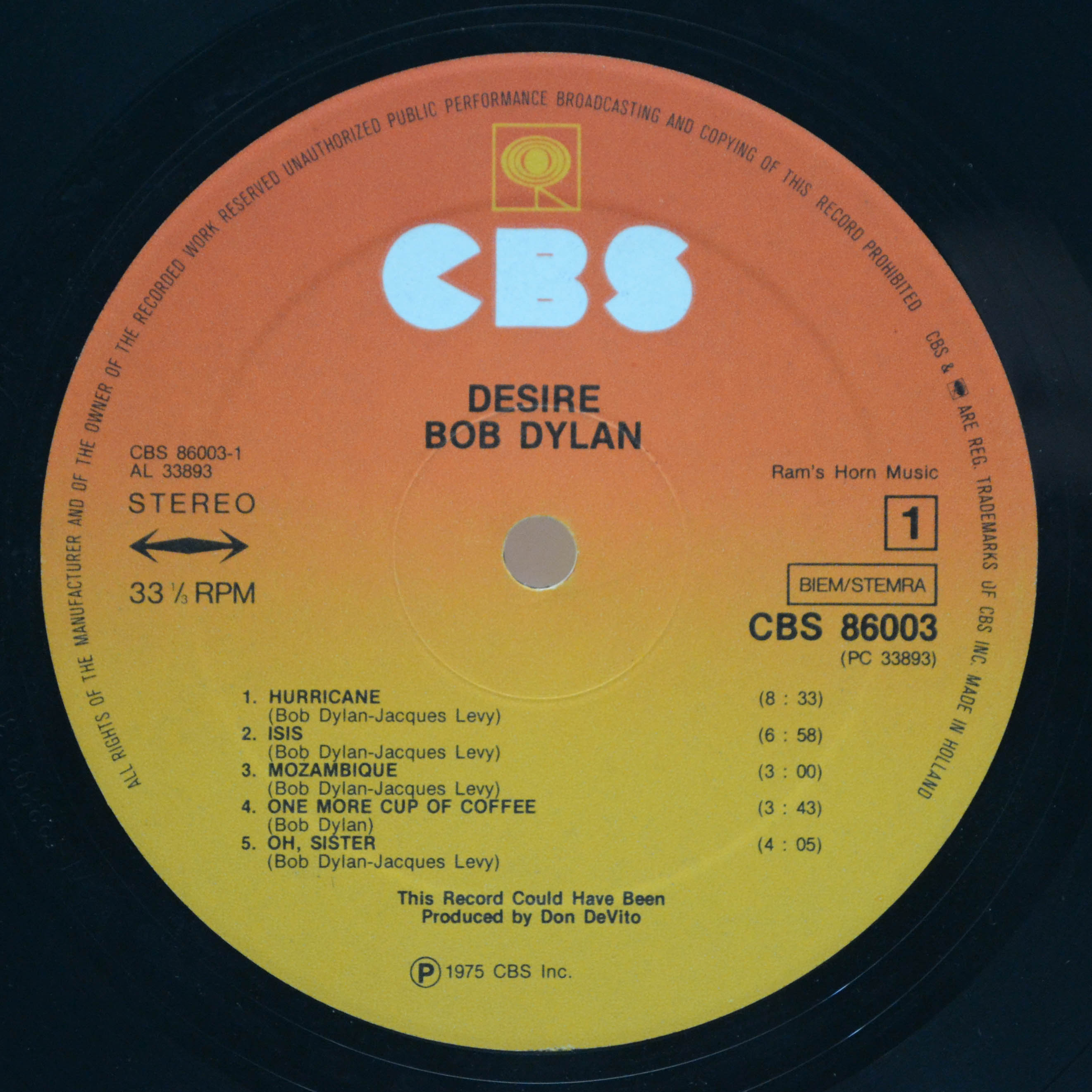 Bob Dylan — Desire, 1976