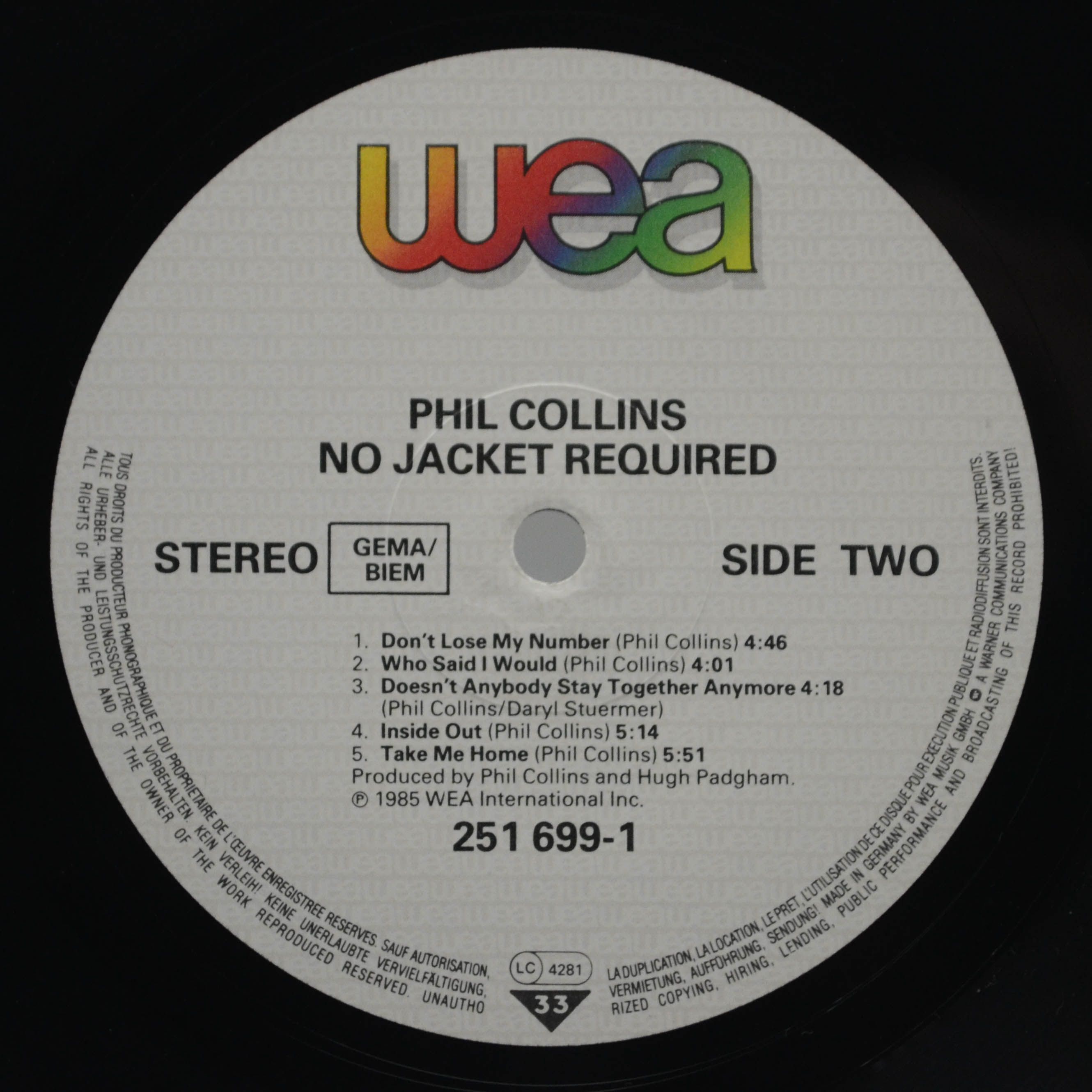 Phil Collins — No Jacket Required, 1985