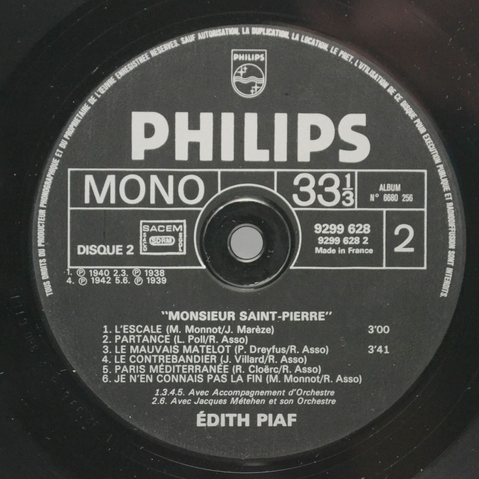 Edith Piaf — Monsieur Saint-Pierre (2LP), 1975