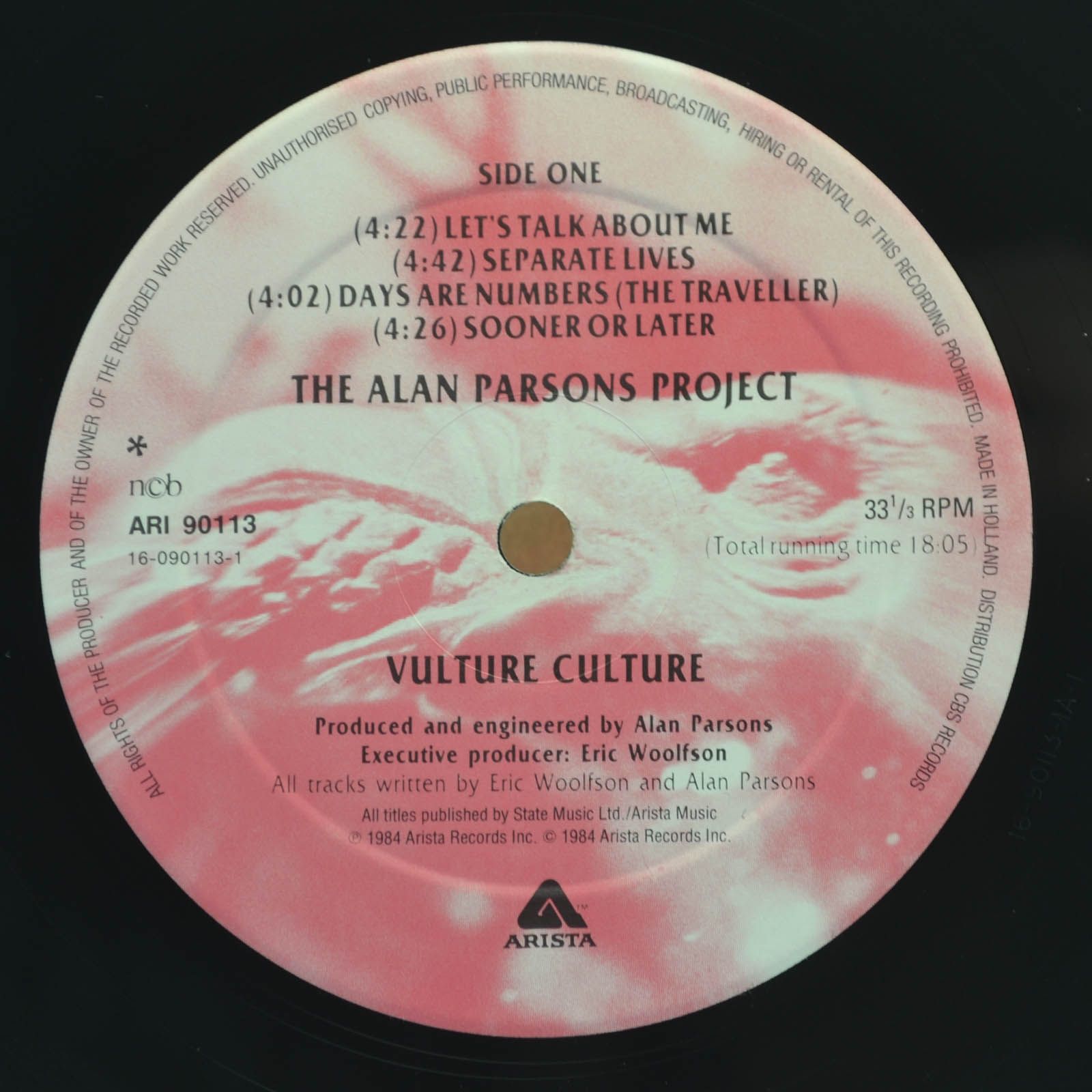 Виниловая пластинка Alan Parsons Project — Vulture Culture, 1985