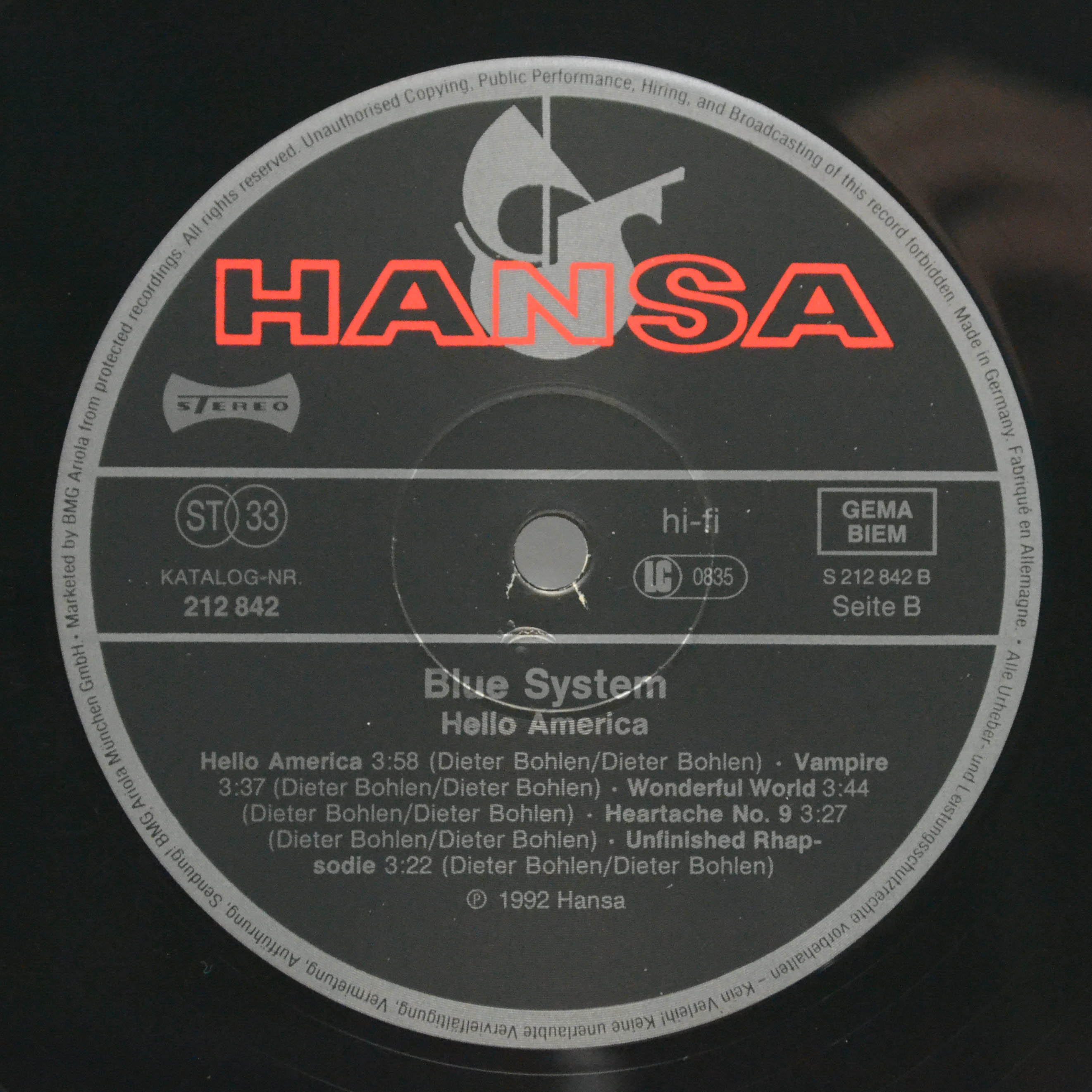 Blue System — Hello America, 1992
