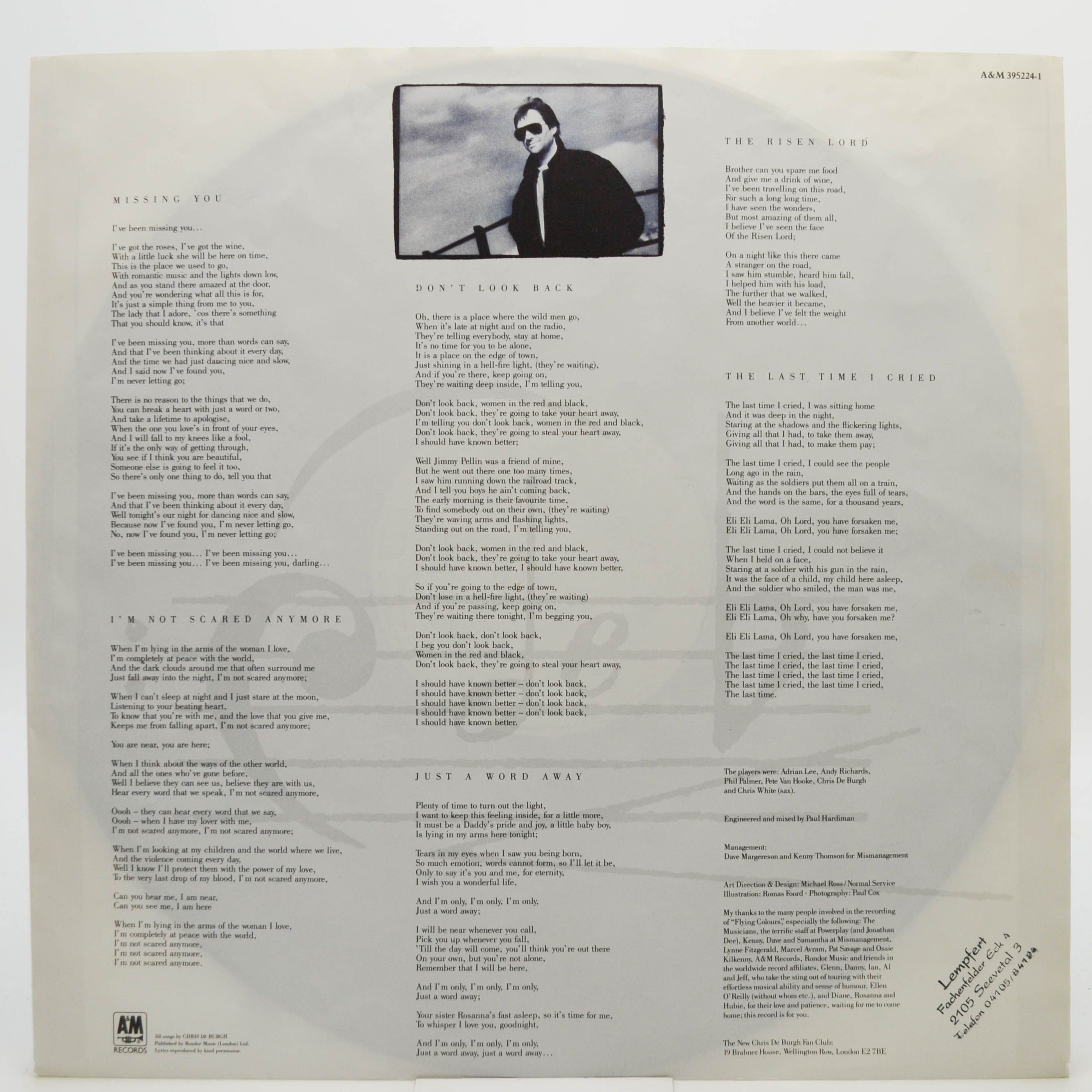 Виниловая пластинка Chris de Burgh — Flying Colours, 1988