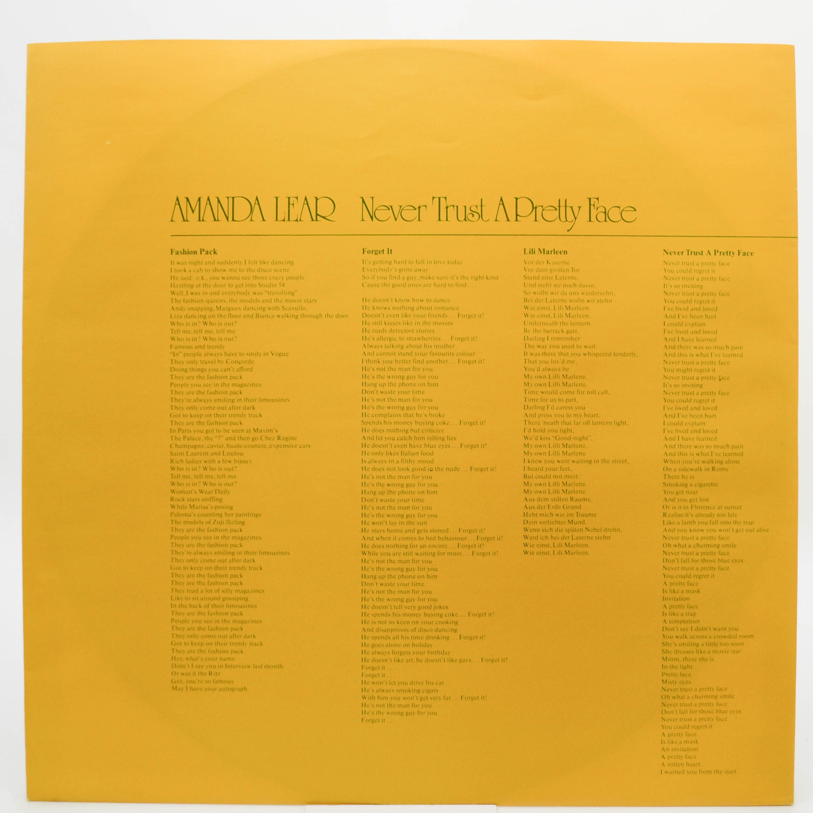 Виниловая пластинка Amanda Lear — Never Trust A Pretty Face, 1979