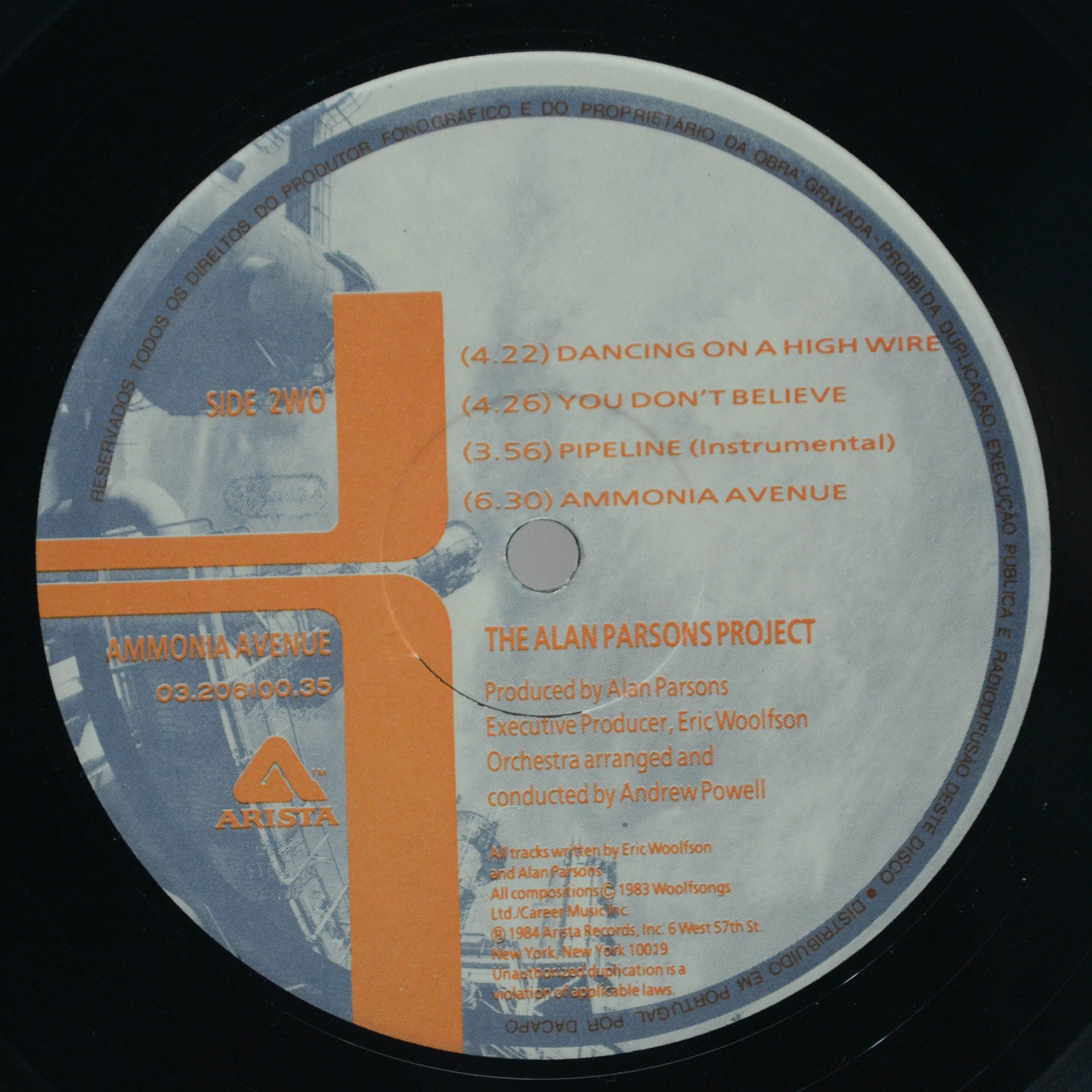 Виниловая пластинка Alan Parsons Project — Ammonia Avenue, 1984
