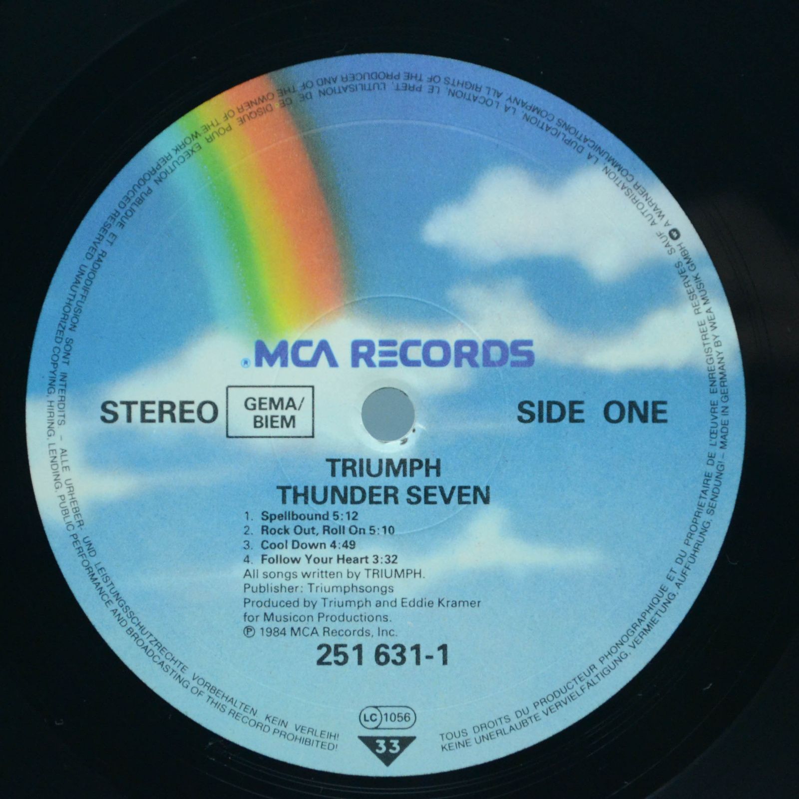 Виниловая пластинка Triumph — Thunder Seven, 1985